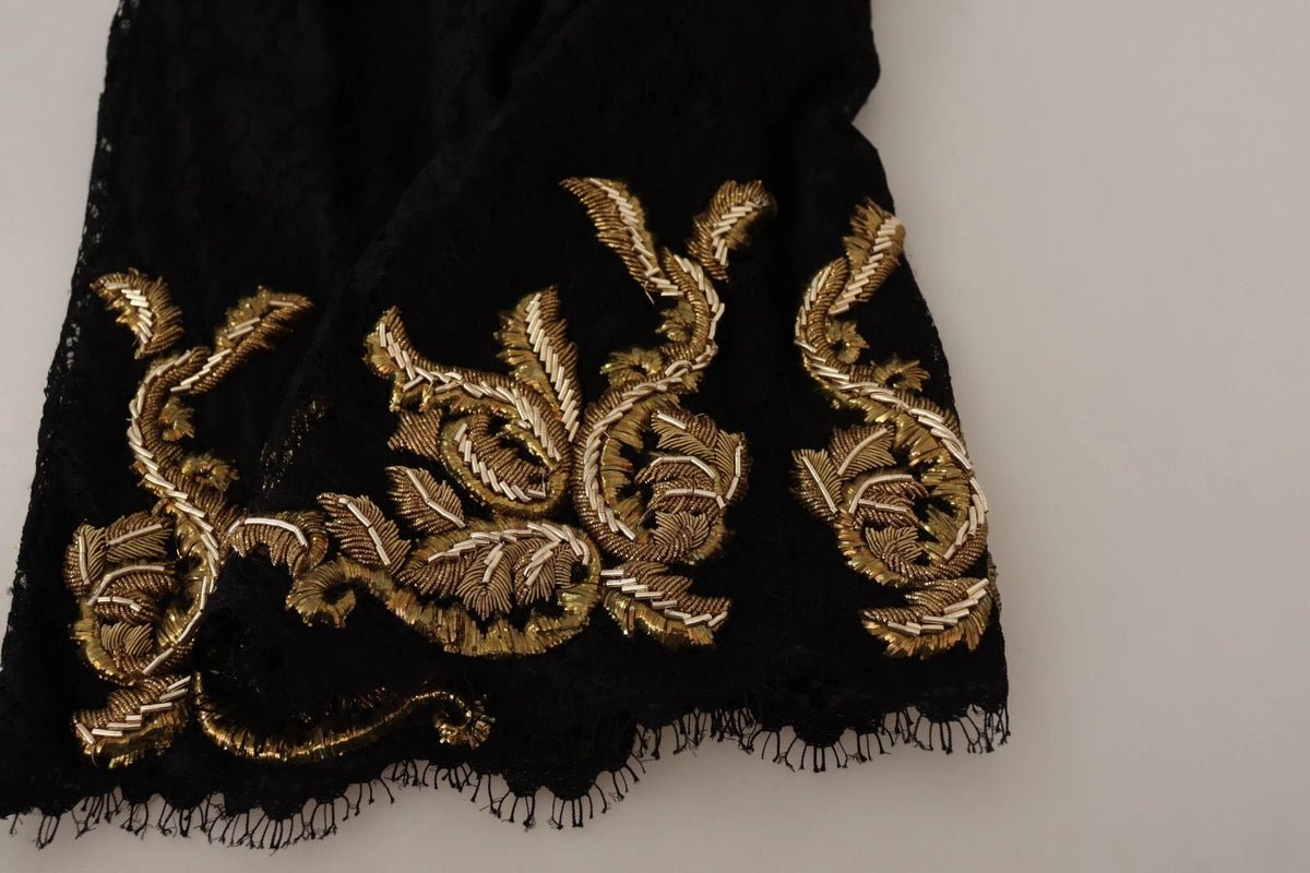New Dolce & Gabbana Black Lace Gold Baroque SPECIAL PIECE Shorts