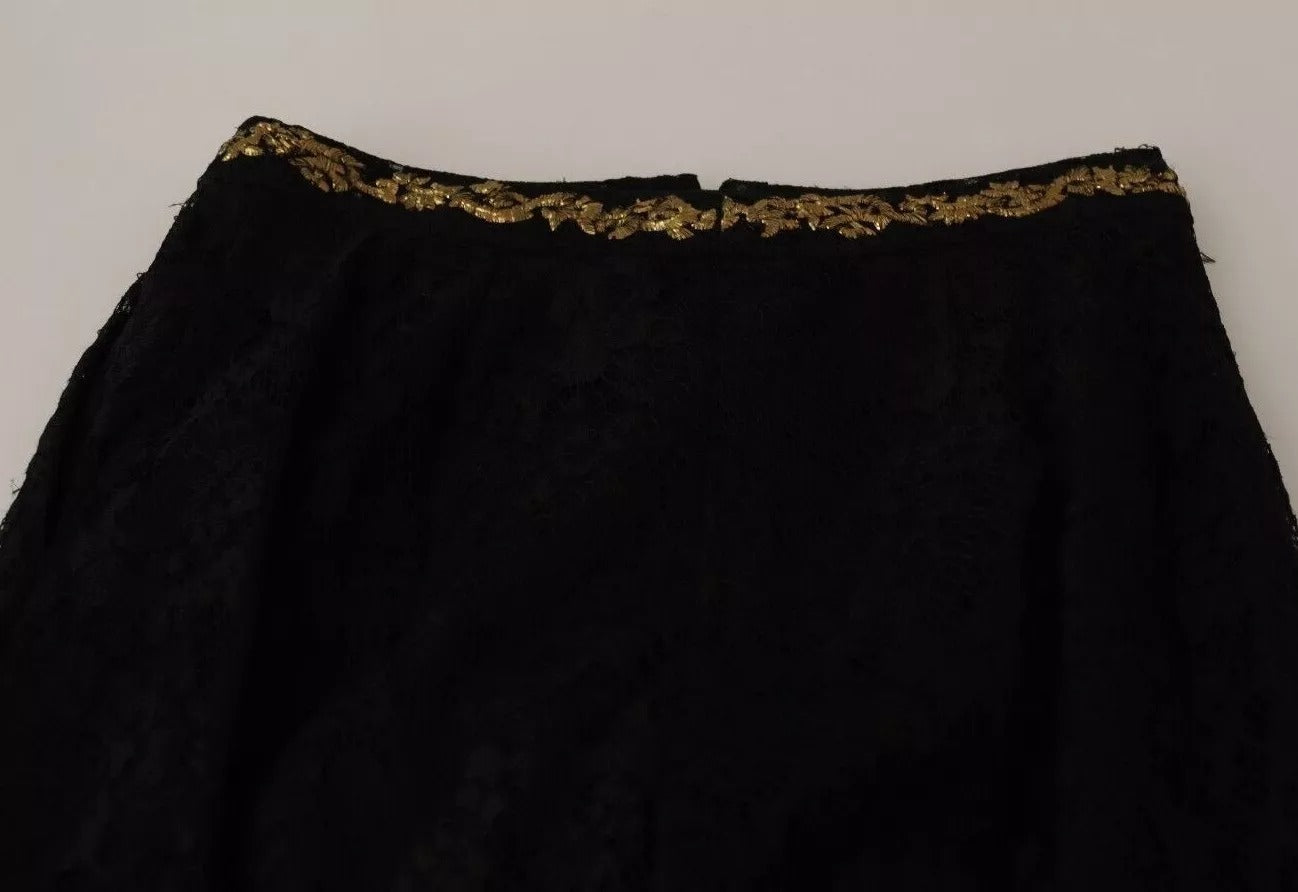 New Dolce & Gabbana Black Lace Gold Baroque SPECIAL PIECE Shorts