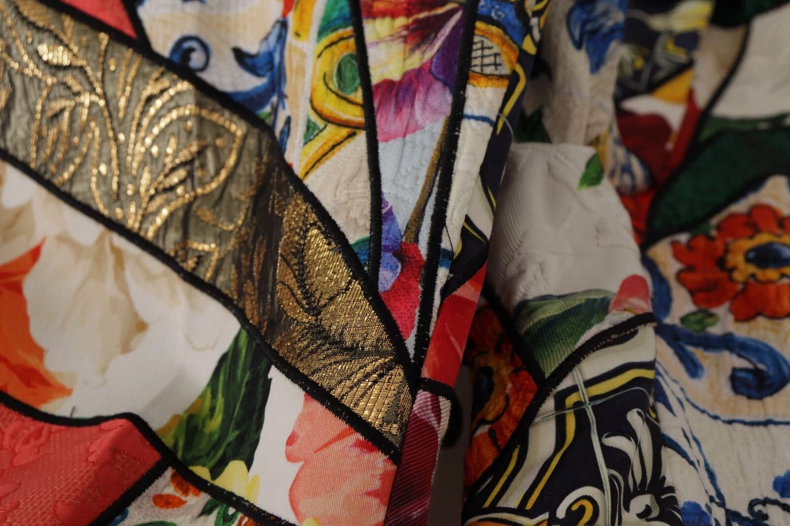 New Dolce & Gabbana Patchwork Jacquard High Waist Pants
