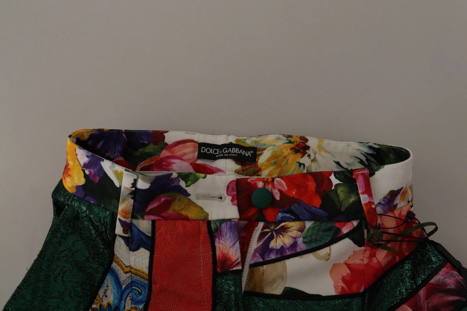 New Dolce & Gabbana Patchwork Jacquard High Waist Pants