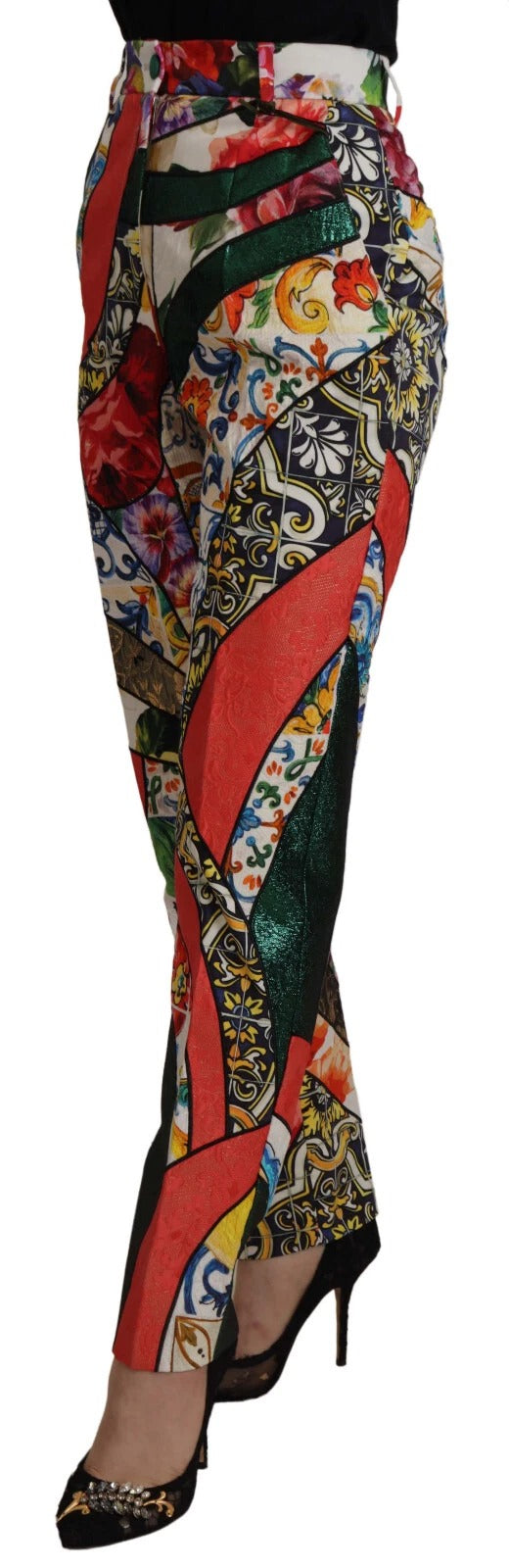 New Dolce & Gabbana Patchwork Jacquard High Waist Pants