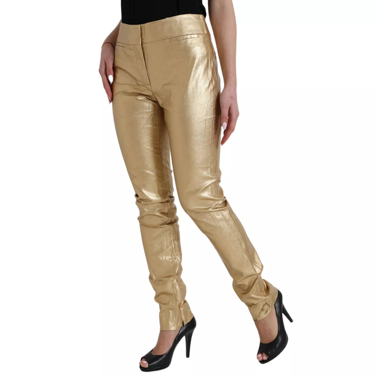 Dolce & Gabbana Gold High Waist Skinny Women Metallic Pants