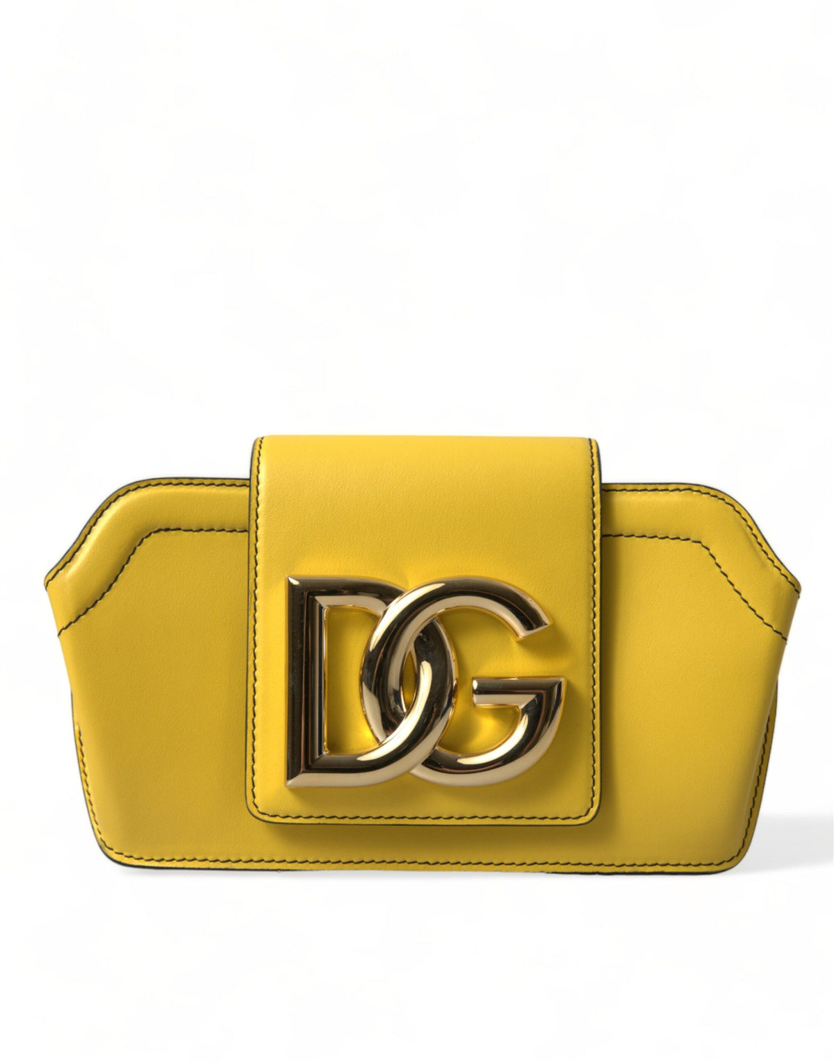 Dolce & Gabbana Yellow Smooth Leather DG Logo Clutch Crossbody Case Bag, new with tags – image 1 of 4