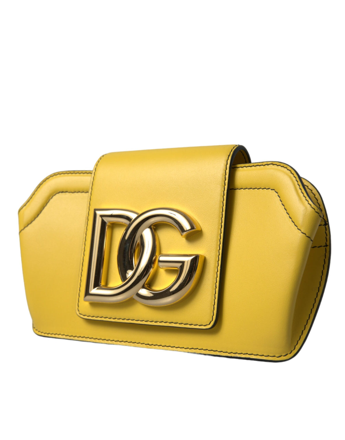 Dolce & Gabbana Yellow Smooth Leather DG Logo Clutch Crossbody Case Bag, new with tags – image 2 of 4