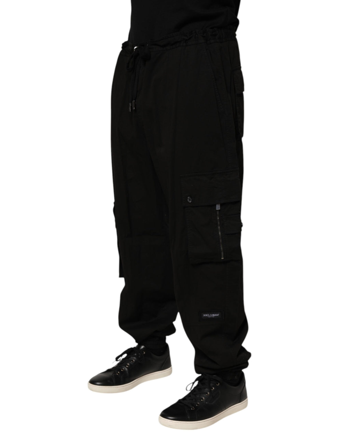 Dolce & Gabbana Black Cotton Cargo Jogger Sweatpants Pants
