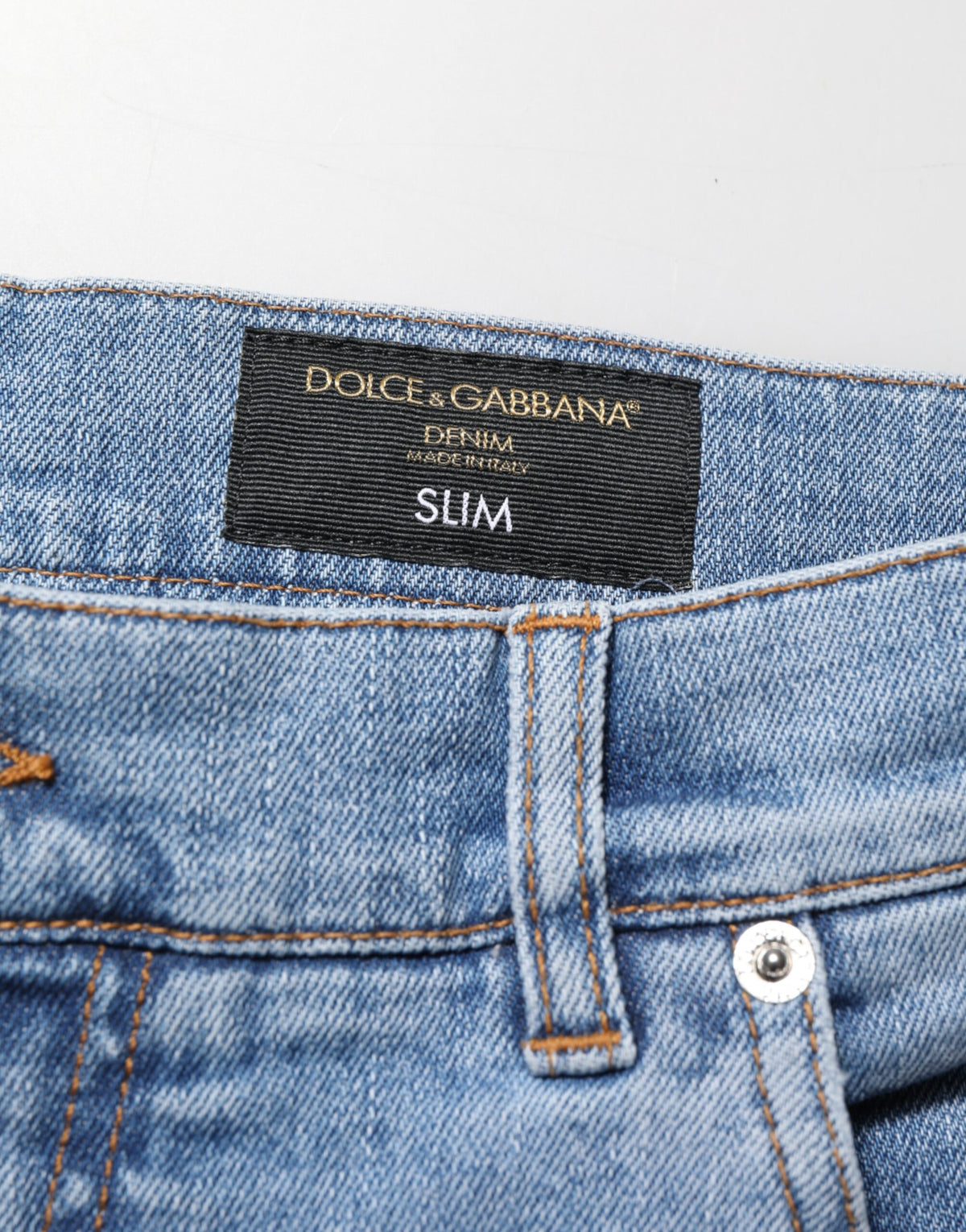 New Dolce & Gabbana Blue Tattered Slim Fit Cotton Denim Jeans