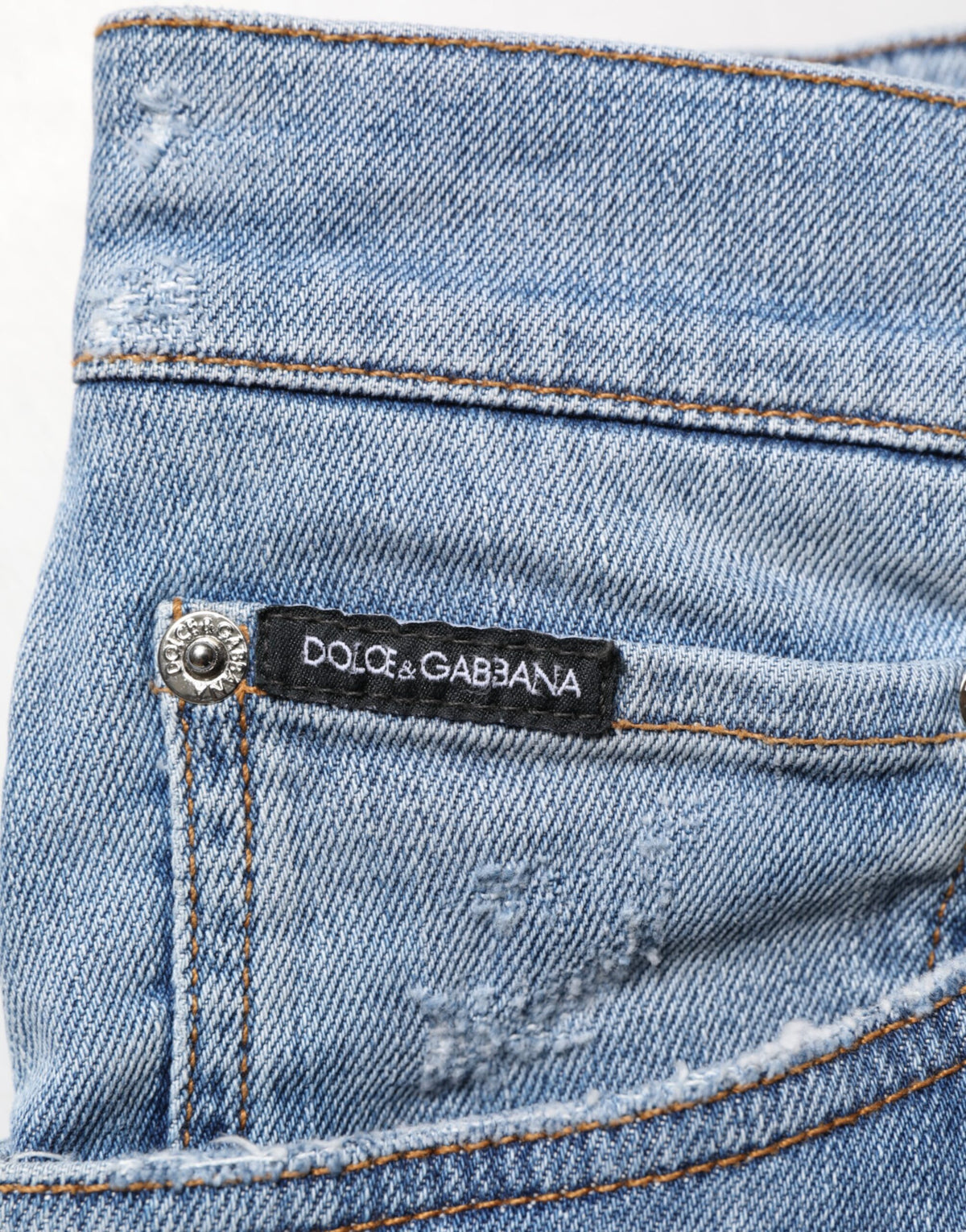 New Dolce & Gabbana Blue Tattered Slim Fit Cotton Denim Jeans