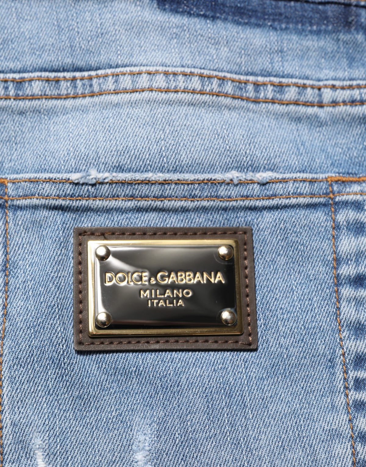 New Dolce & Gabbana Blue Tattered Slim Fit Cotton Denim Jeans