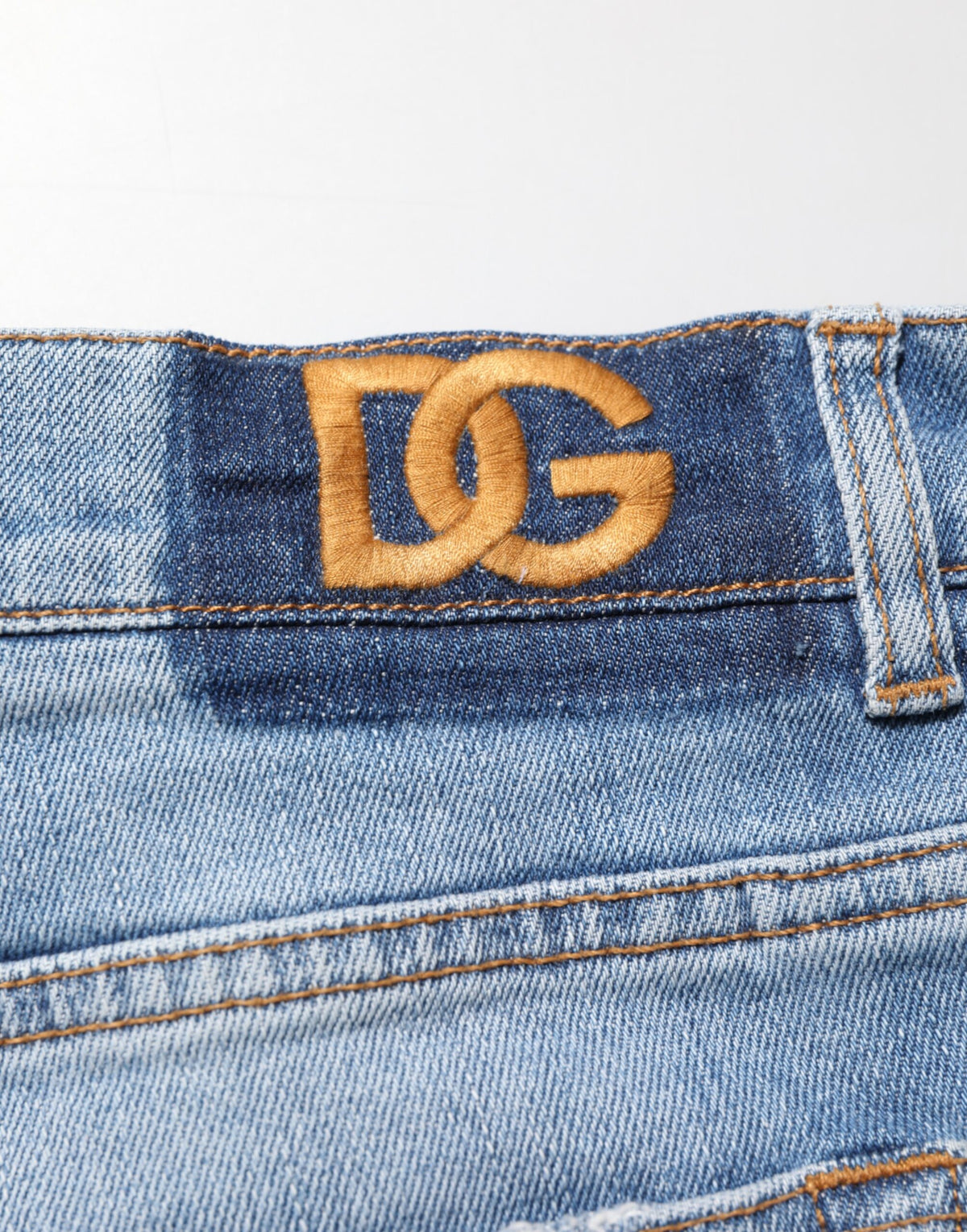 New Dolce & Gabbana Blue Tattered Slim Fit Cotton Denim Jeans
