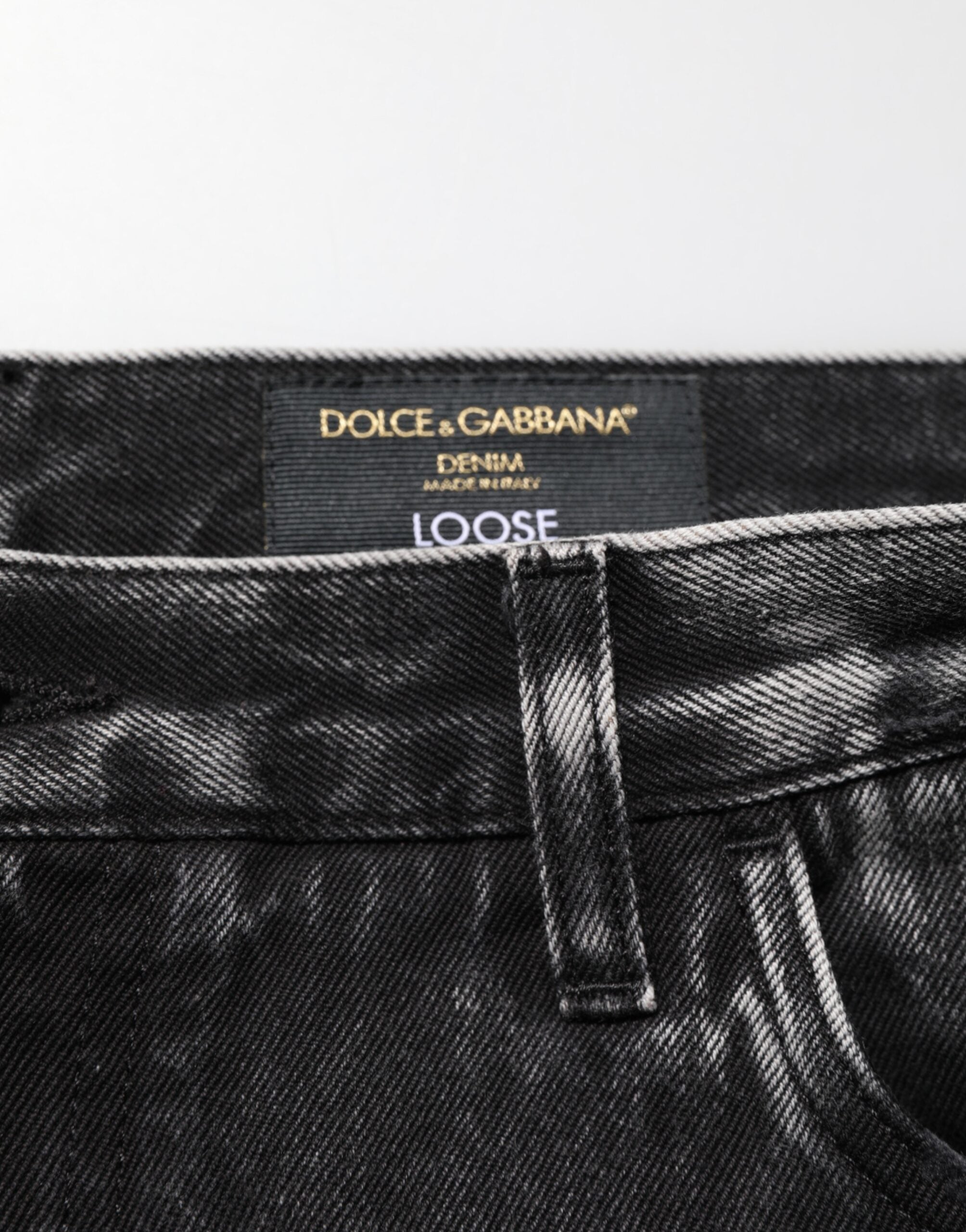 New Dolce & Gabbana Black Washed Ripped Loose Cotton Denim Jeans