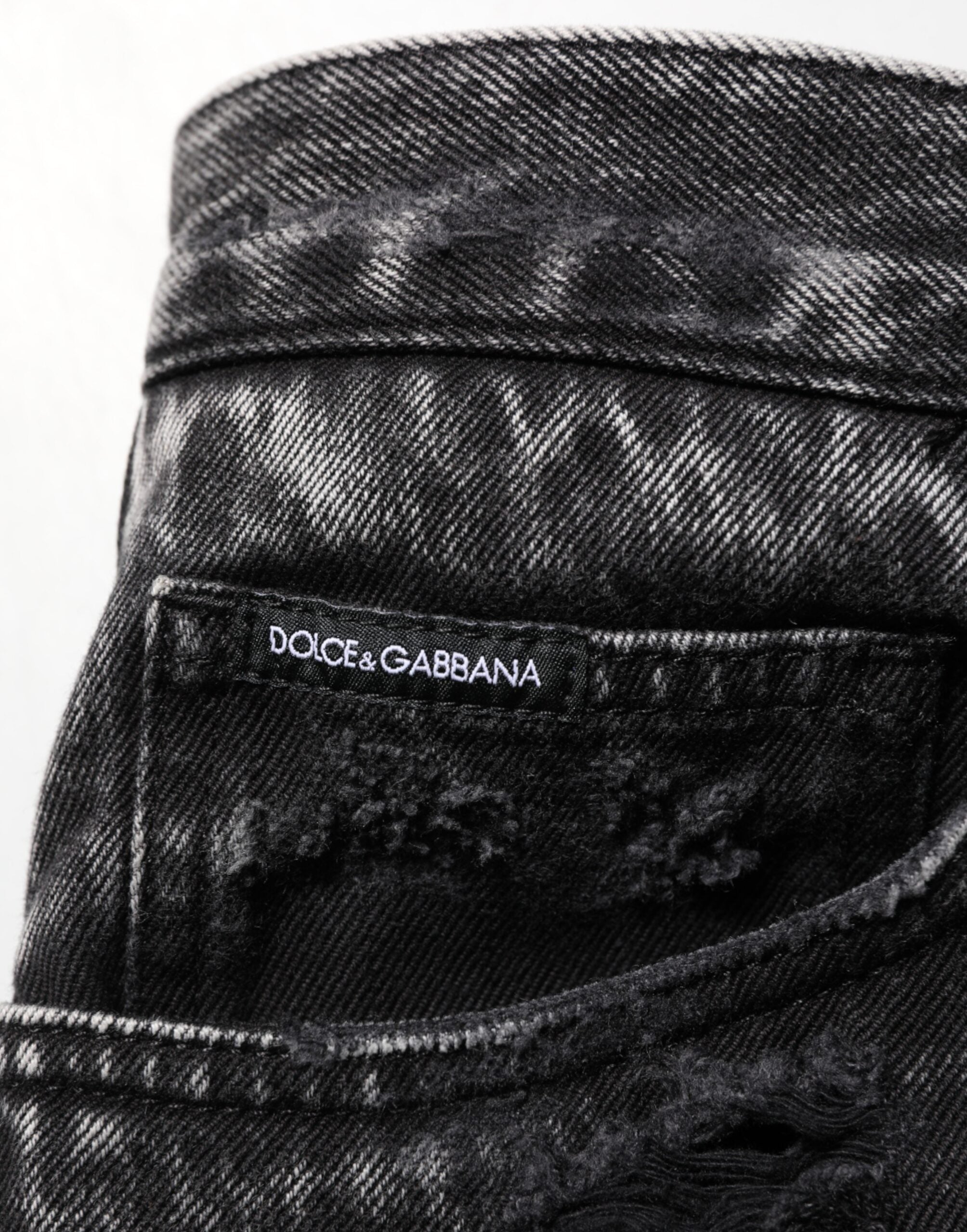 New Dolce & Gabbana Black Washed Ripped Loose Cotton Denim Jeans