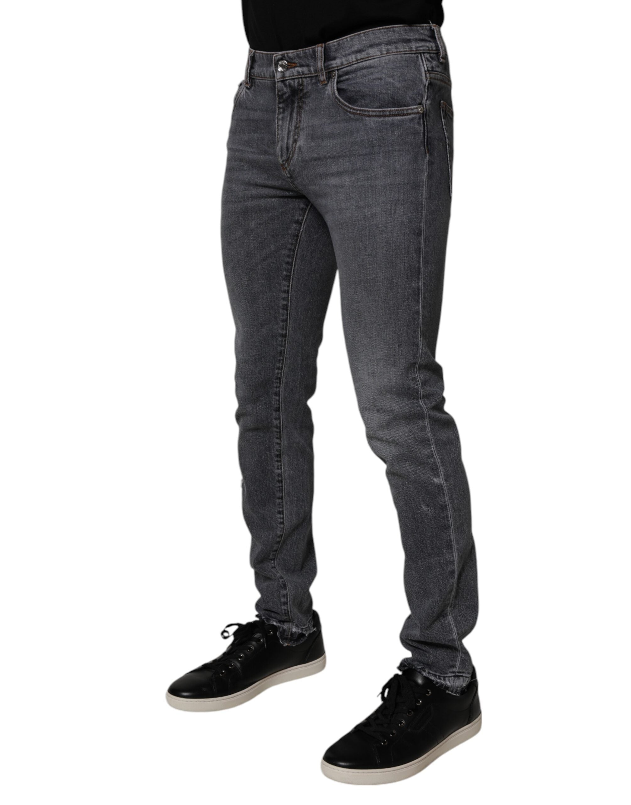 Dolce & Gabbana Dark Gray Cotton Stretch Skinny Denim Jeans
