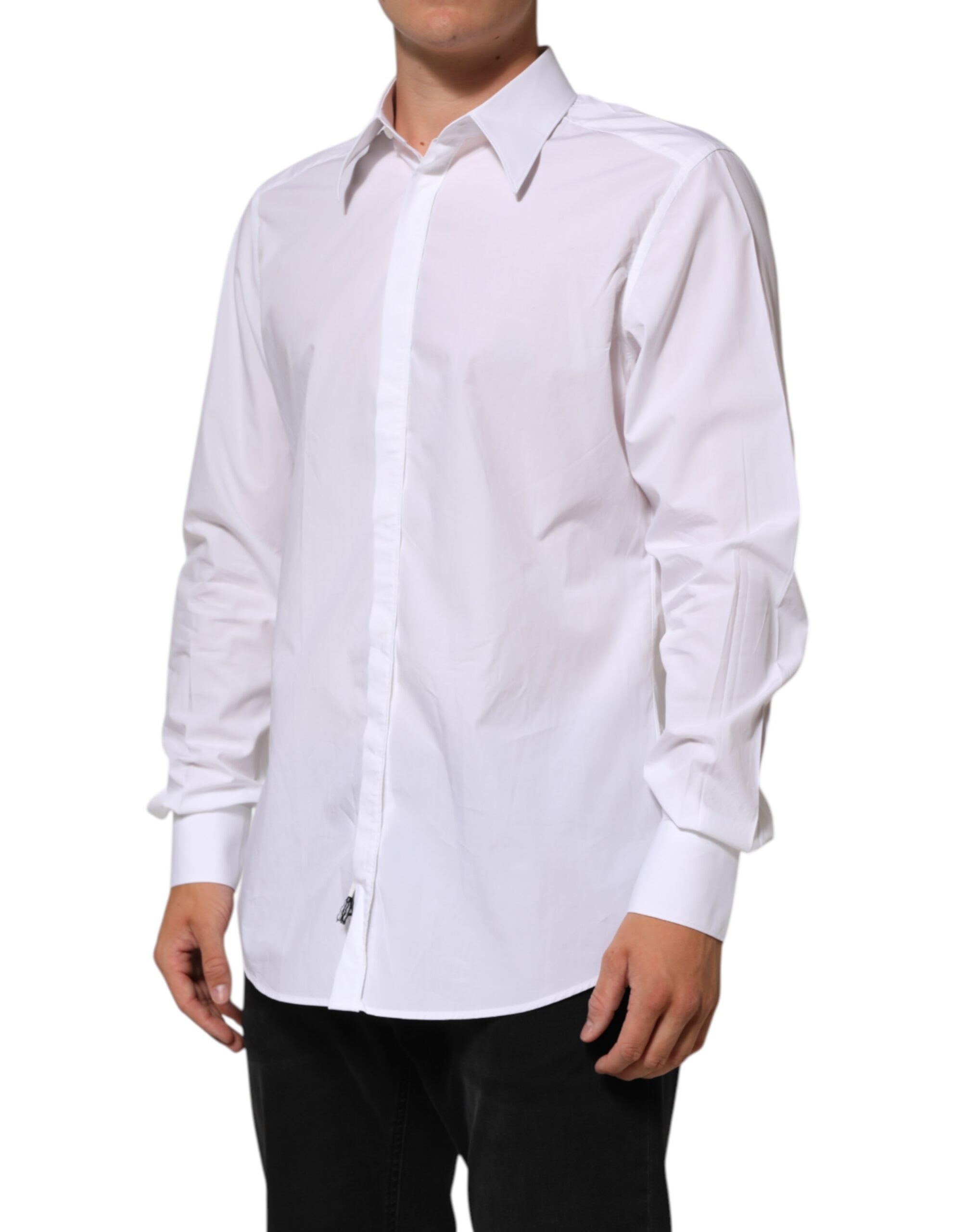 New Dolce & Gabbana White Cotton MARTINI Men Formal Dress Shirt