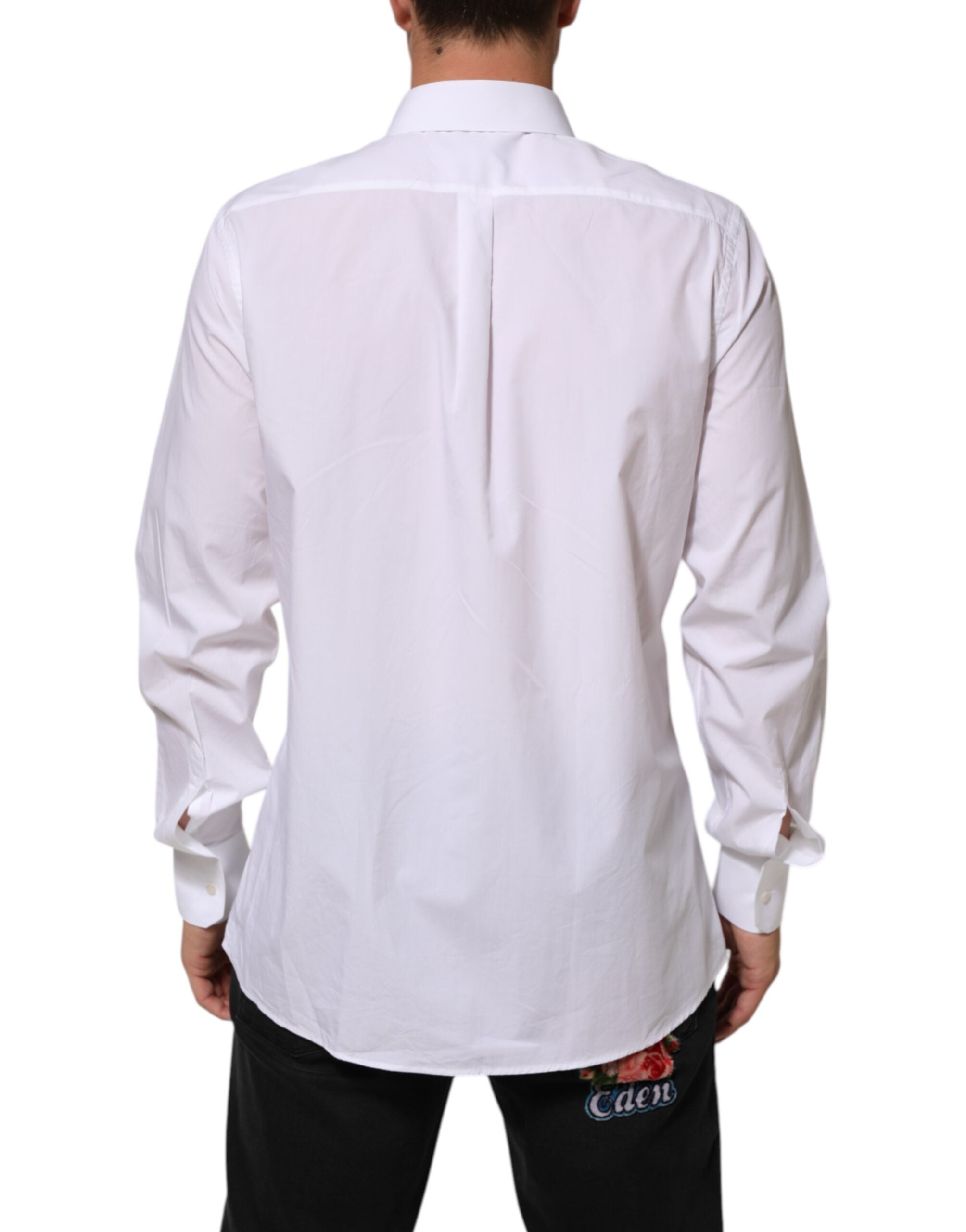 New Dolce & Gabbana White Cotton MARTINI Men Formal Dress Shirt