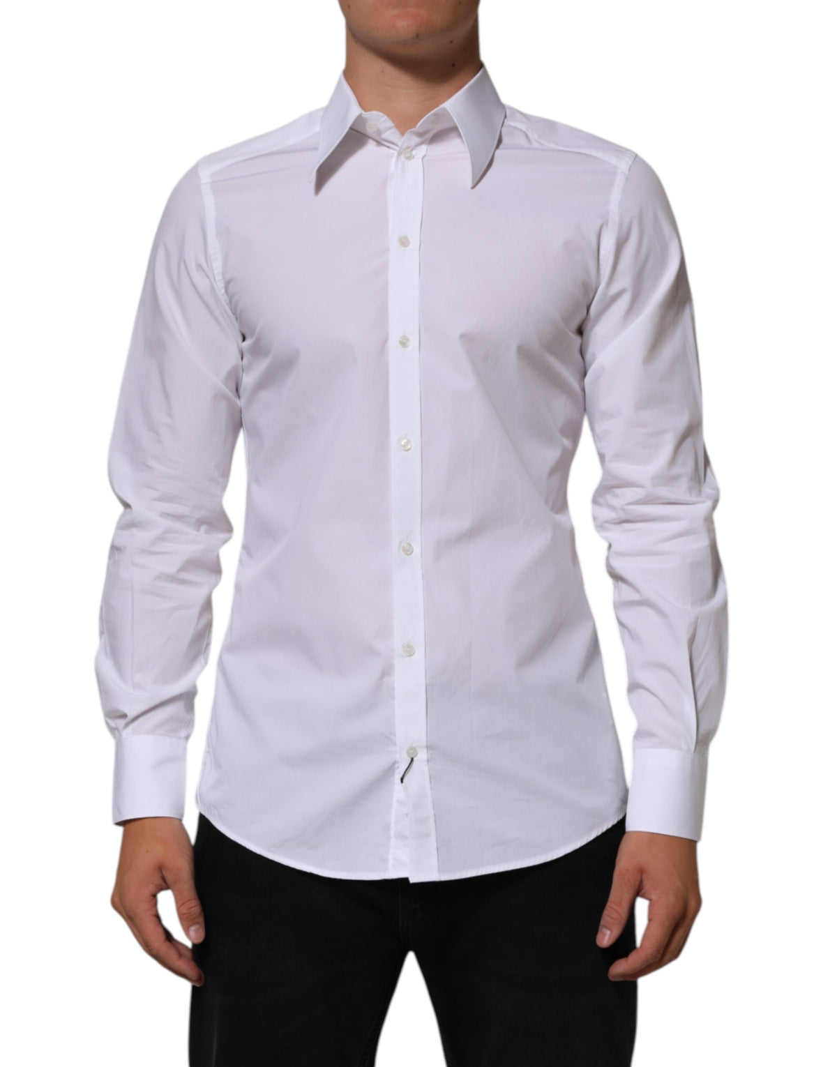 New Dolce & Gabbana White Cotton MARTINI Men Formal Dress Shirt
