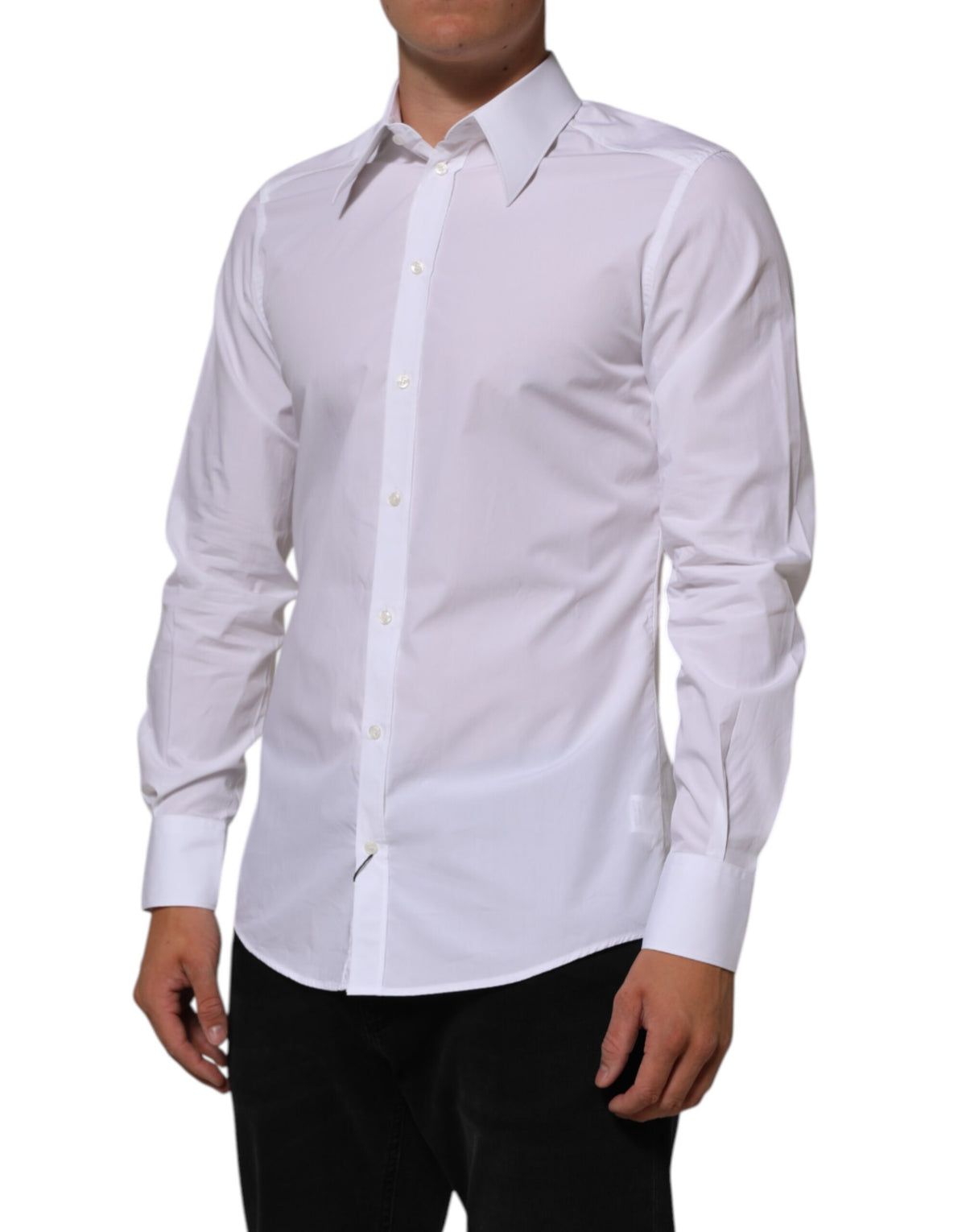 New Dolce & Gabbana White Cotton MARTINI Men Formal Dress Shirt
