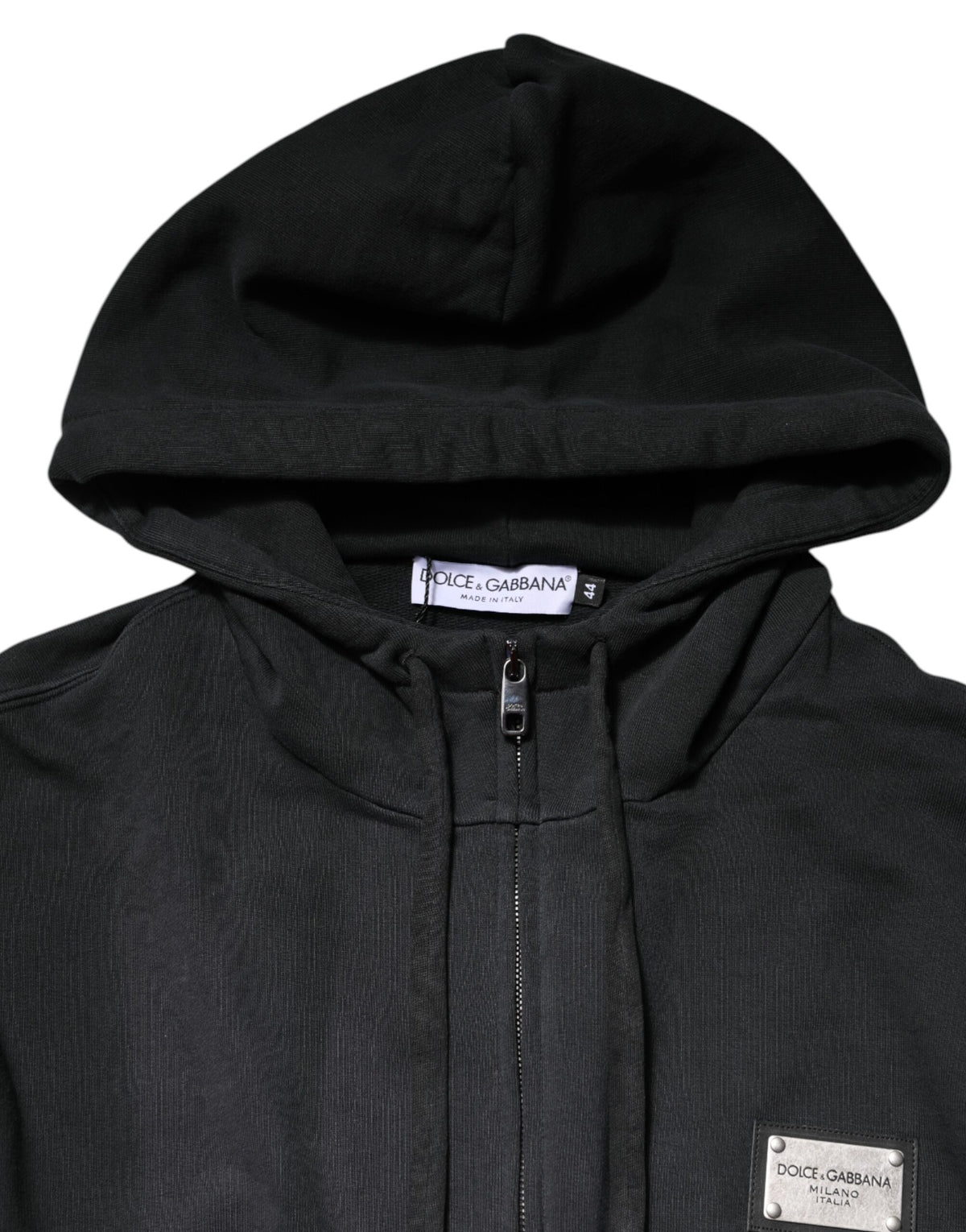 Dolce & Gabbana Black Logo FullZip Hooded Sweatshirt Sweater