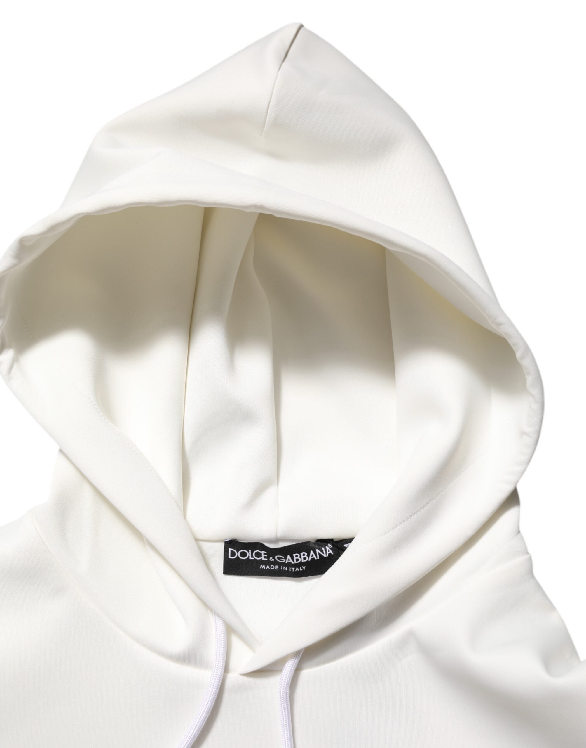 Dolce & Gabbana White Logo Hooded Men Sweatshirt Sweater
