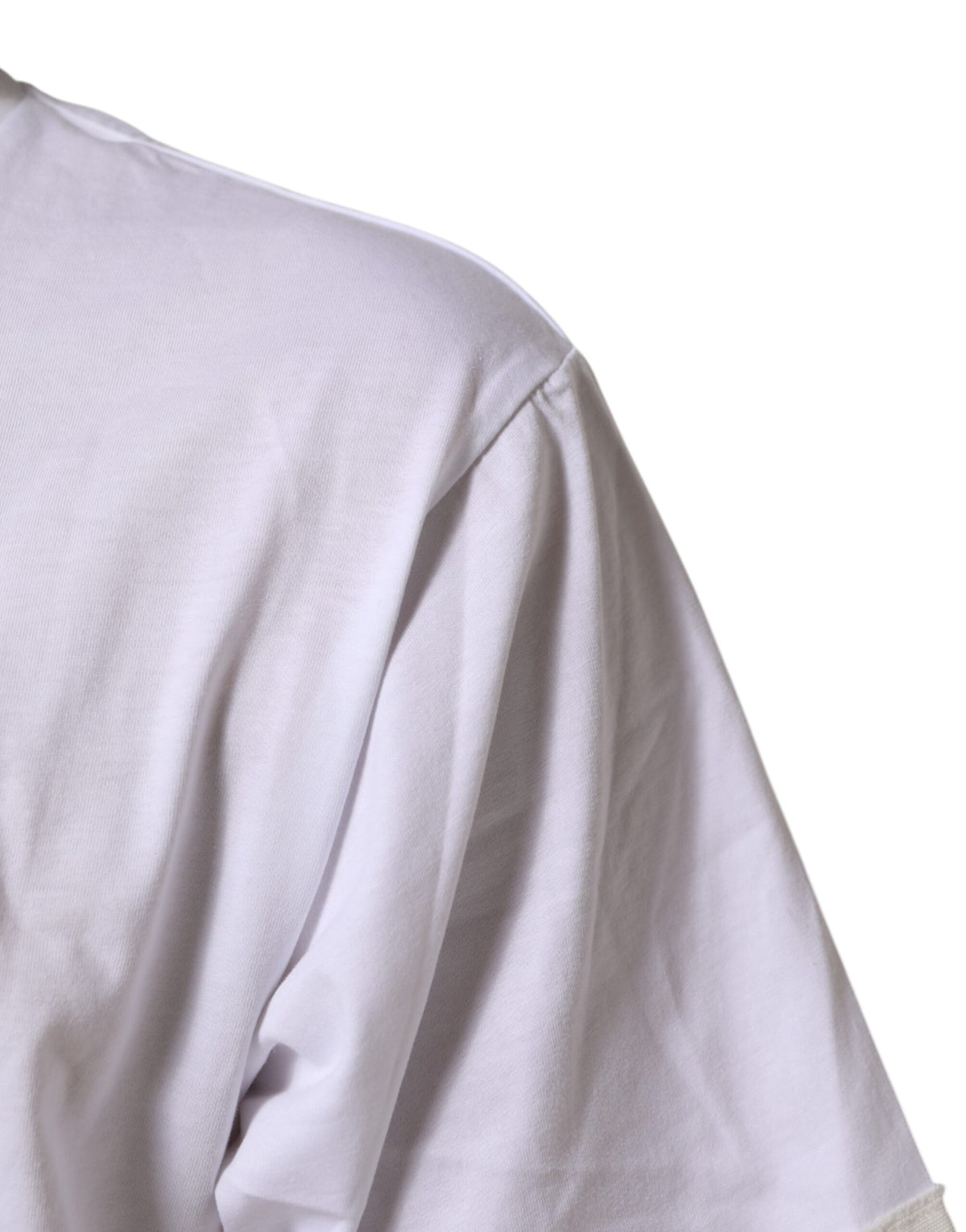 New Dolce & Gabbana White Graphic Print Cotton Crew Neck T-shirt