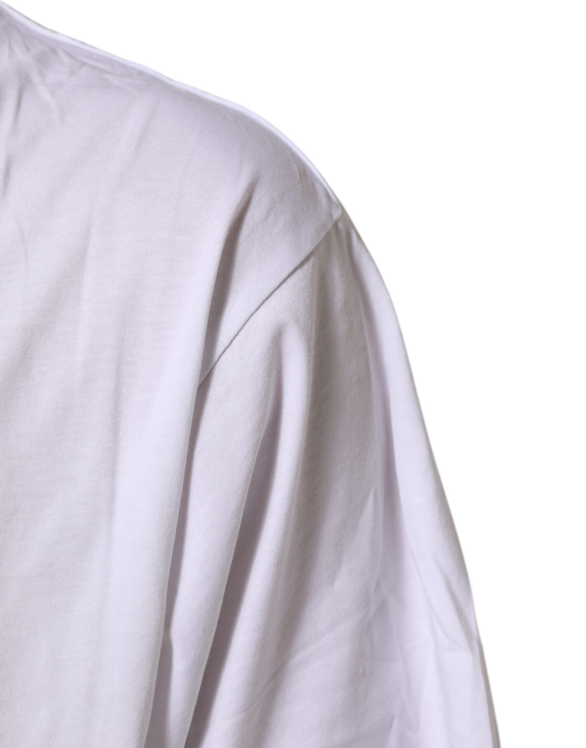 New Dolce & Gabbana White Graphic Print Cotton Crew Neck T-shirt