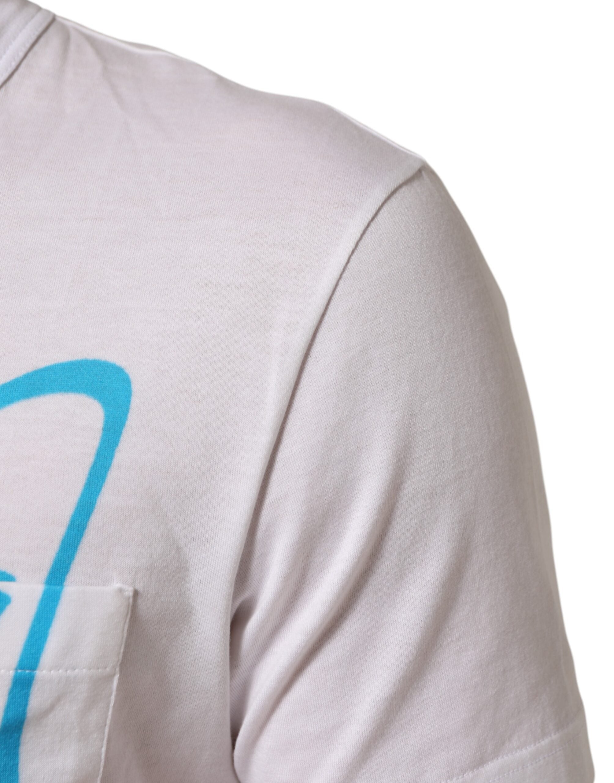 New Dolce & Gabbana White Graphic Print Cotton Crew Neck T-shirt