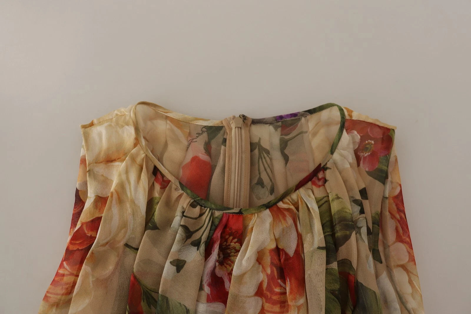 Pre-Owned Dolce & Gabbana Beige Floral Sleeveless A-line Mini Dress