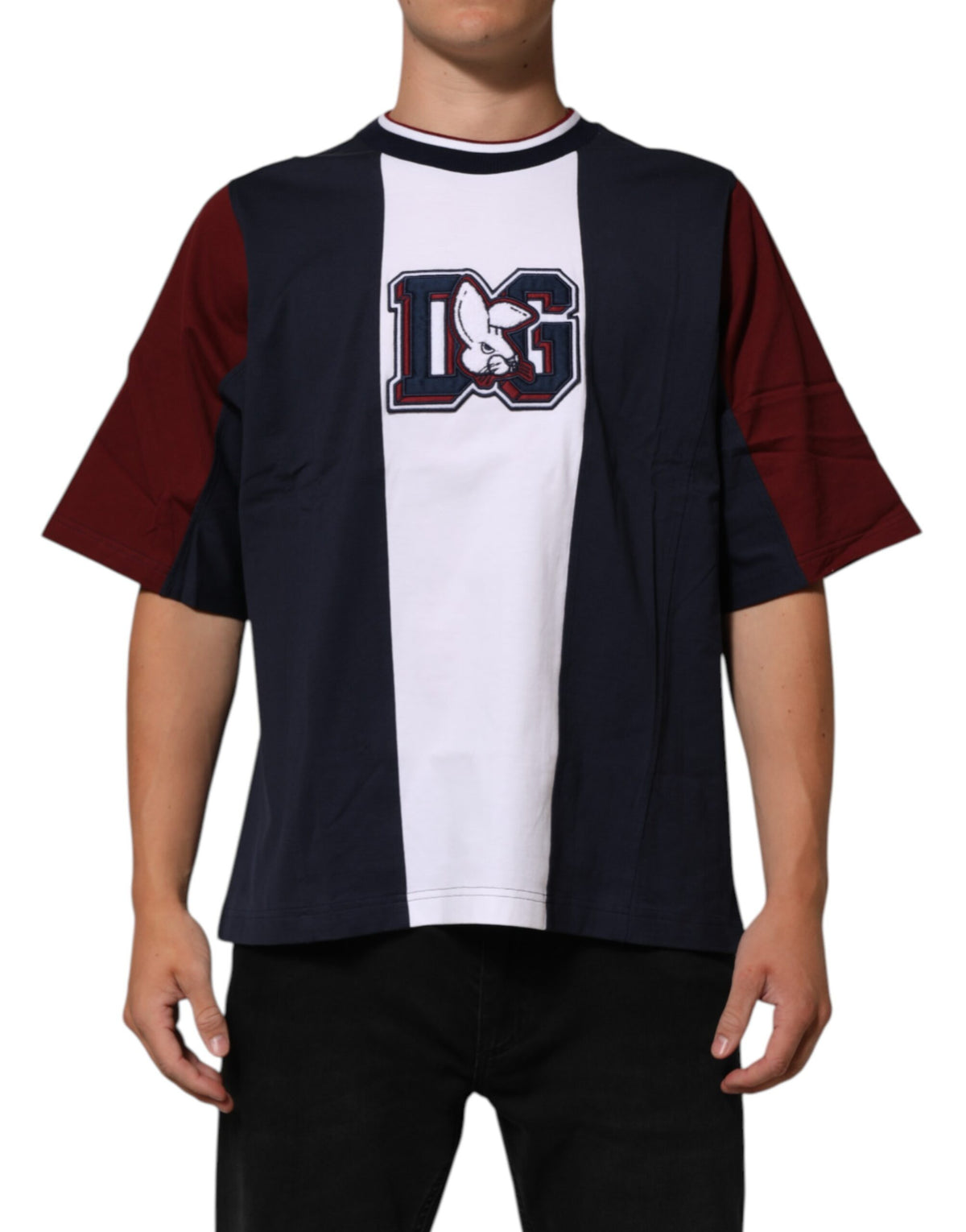 New Dolce & Gabbana Multicolor Striped Cotton Men Crew Neck T-shirt