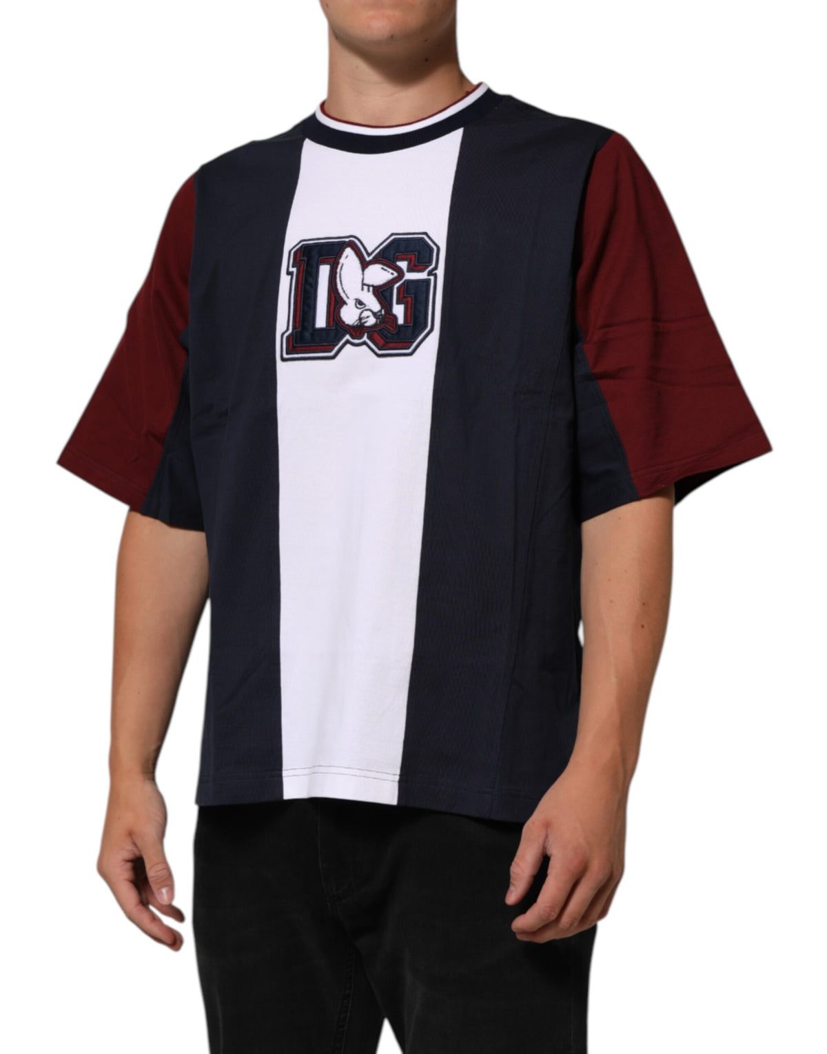 New Dolce & Gabbana Multicolor Striped Cotton Men Crew Neck T-shirt
