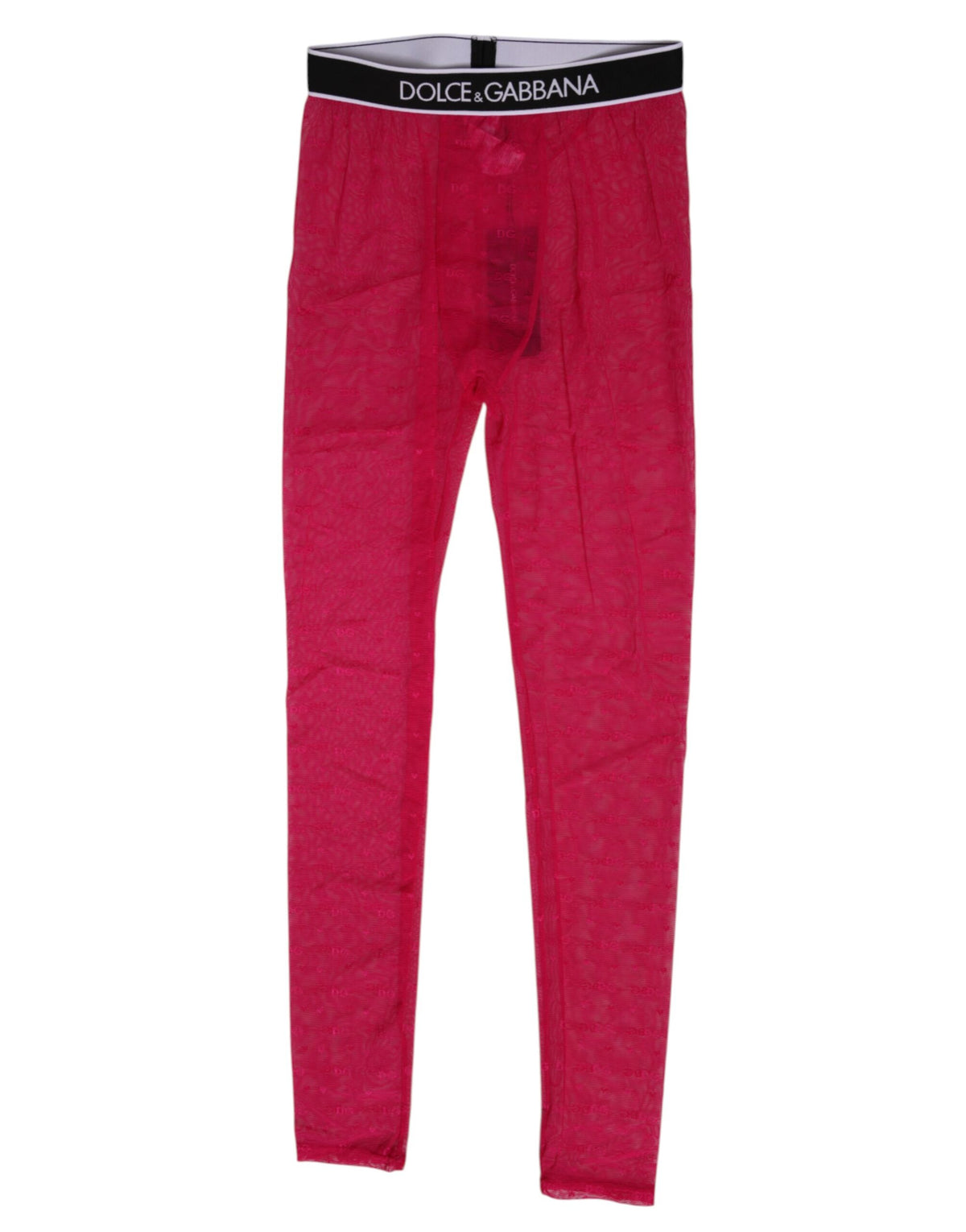 New Dolce & Gabbana Fuchsia Nylon Logo Lace Leggings Pants Underwear