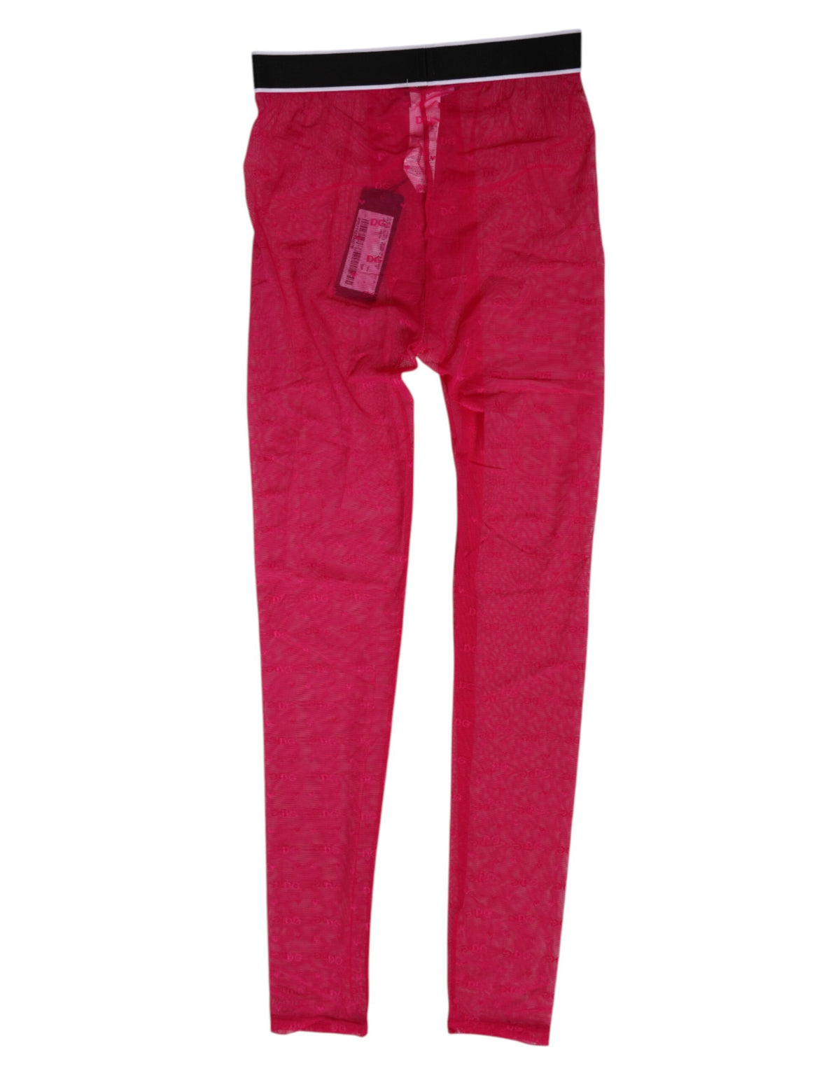 New Dolce & Gabbana Fuchsia Nylon Logo Lace Leggings Pants Underwear