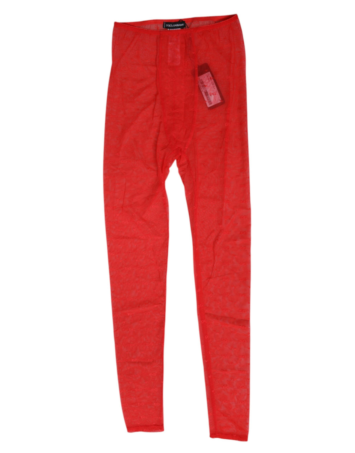New Dolce & Gabbana Red Nylon Logo Lace Leggings Pants Underwear