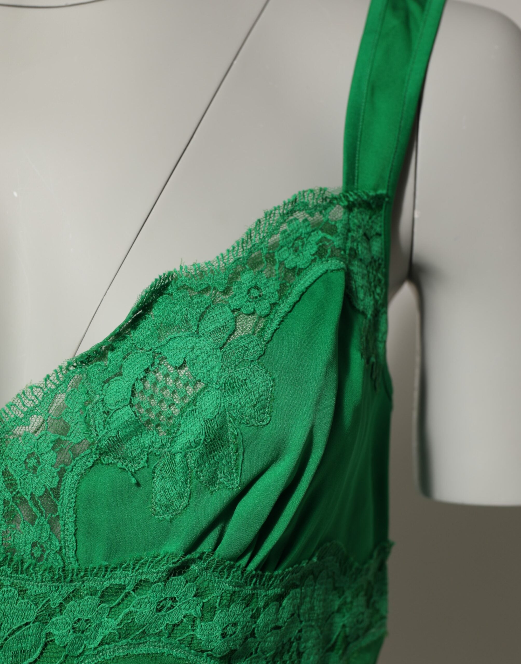 New Dolce & Gabbana Green Floral Lace Tank Lingerie Top Underwear