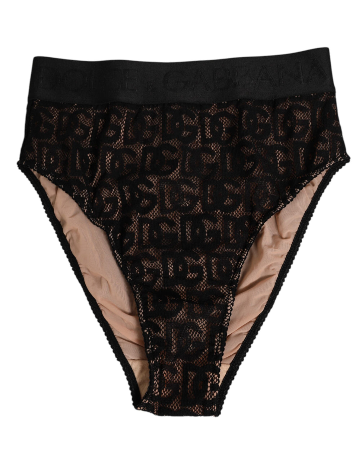 New Dolce & Gabbana Black DG Logo Lace High Brief Panty Underwear