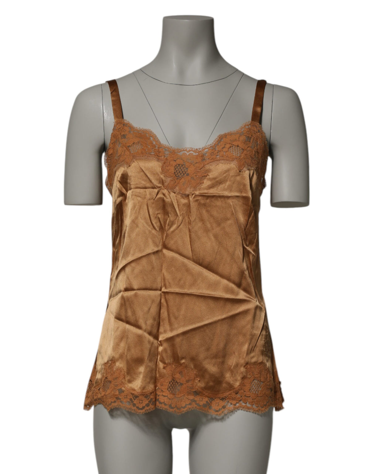 New Dolce & Gabbana Brown Floral Lace Tank Lingerie Sleepwear Underwear