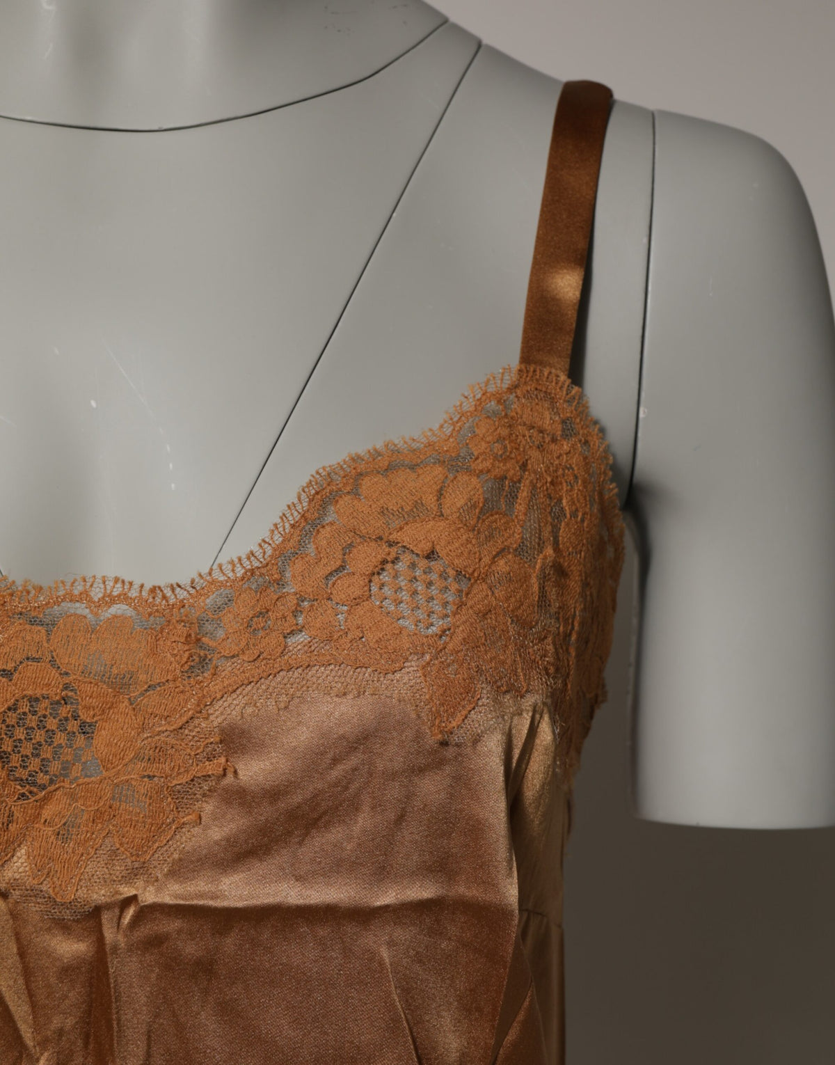 New Dolce & Gabbana Brown Floral Lace Tank Lingerie Sleepwear Underwear