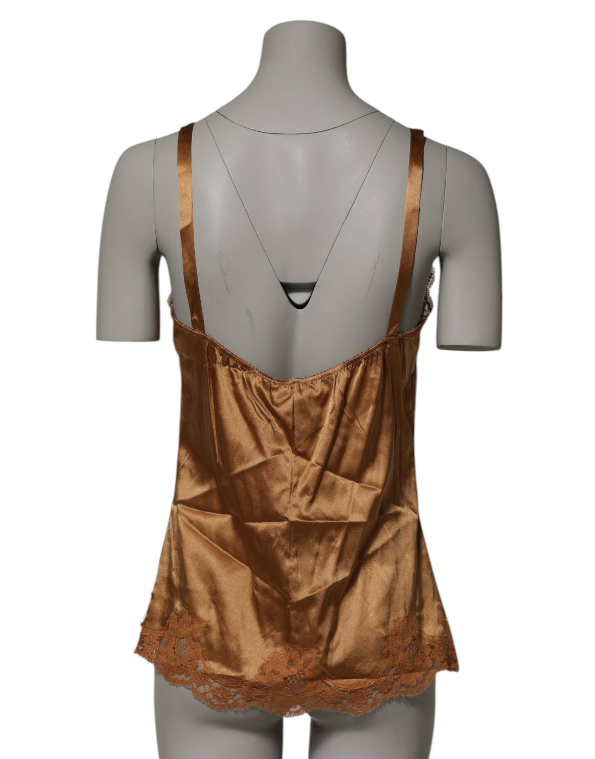 New Dolce & Gabbana Brown Floral Lace Tank Lingerie Sleepwear Underwear