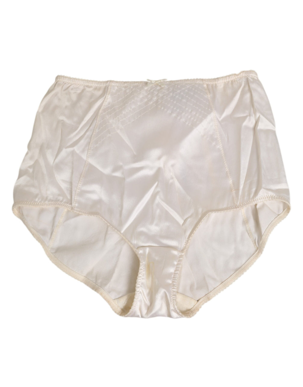 New Dolce & Gabbana Off White Silk High Waist Girdle Panty Underwear