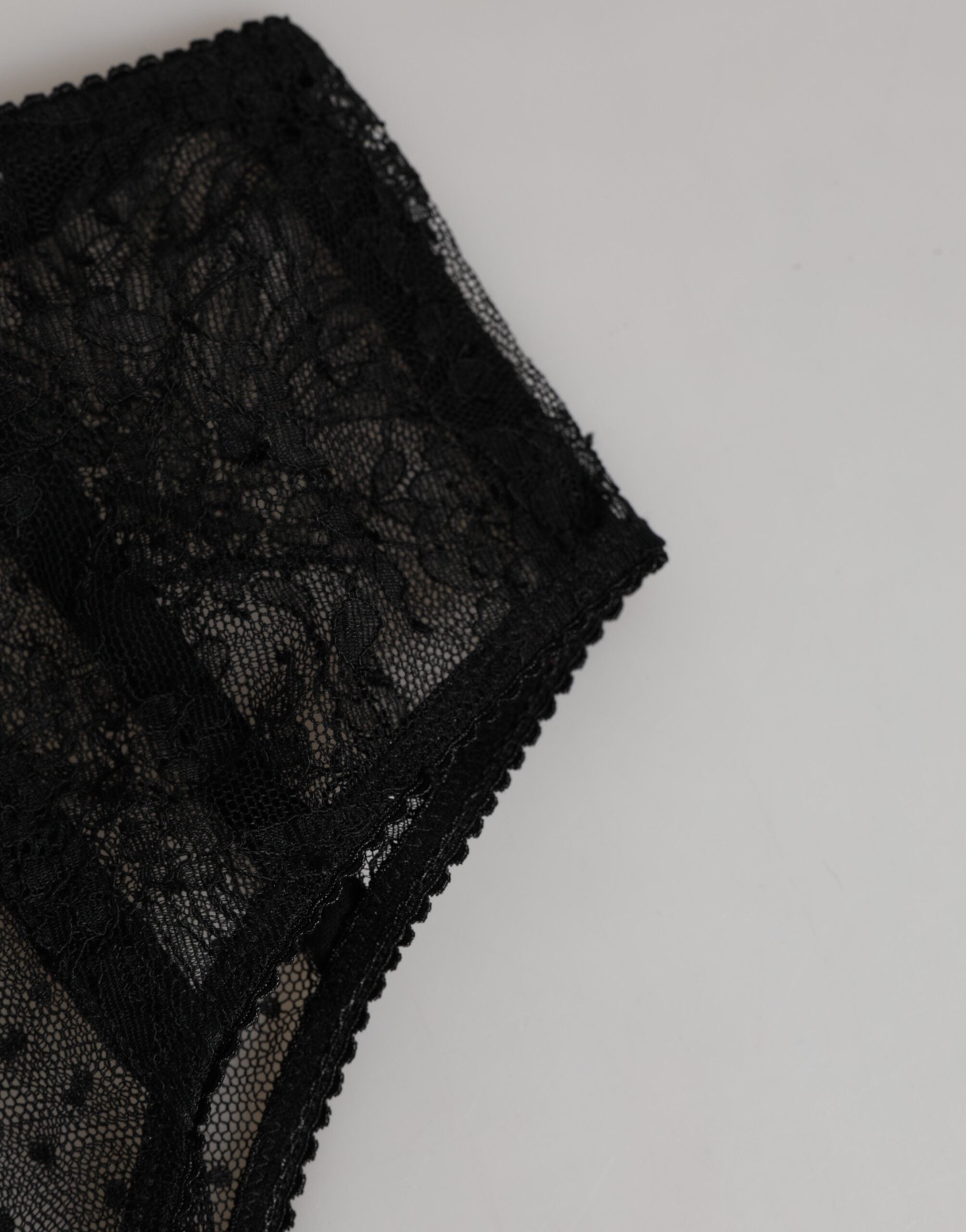 New Dolce & Gabbana Black Lace Polka Dot Mesh High Waist Underwear