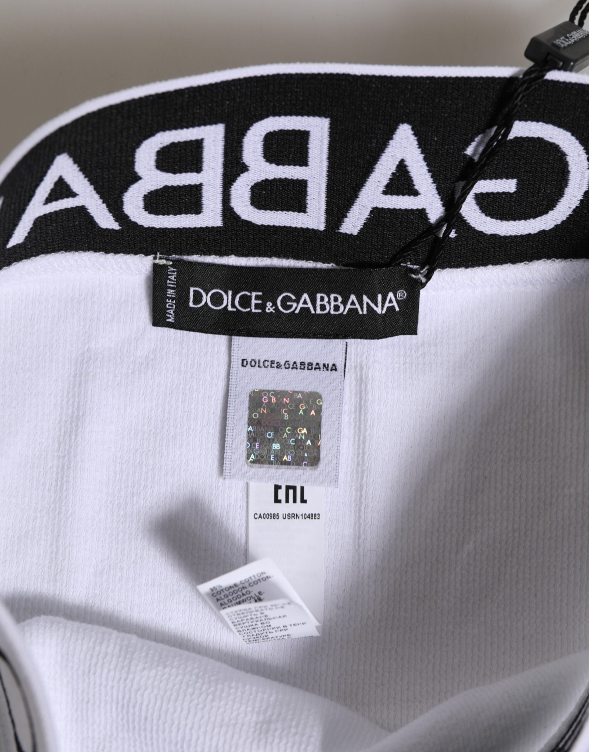 Pre-Owned Dolce & Gabbana White Cotton Stretch High Waist Panty Underwear