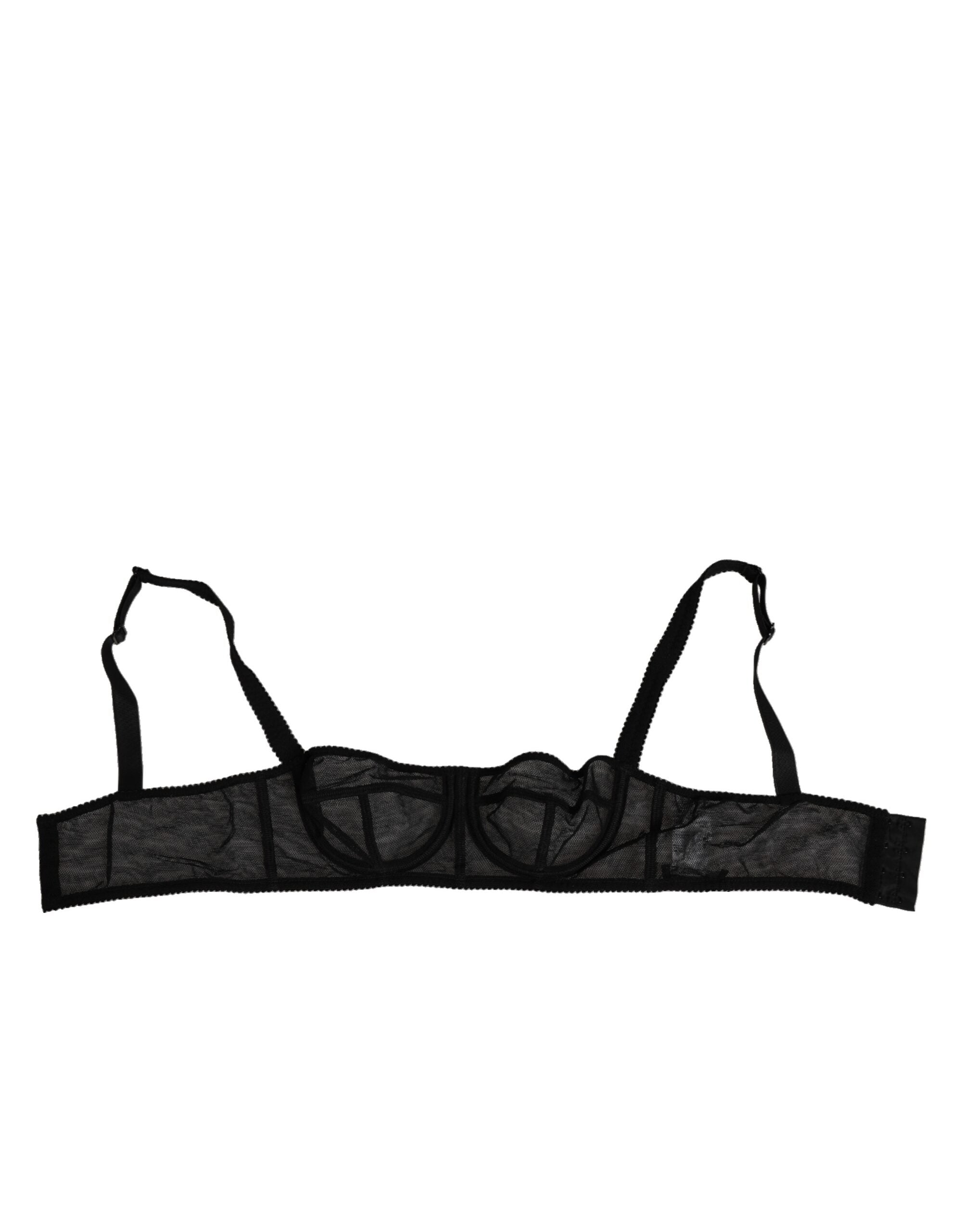 New Dolce & Gabbana Black Floral Underwired Balconette Bra Underwear