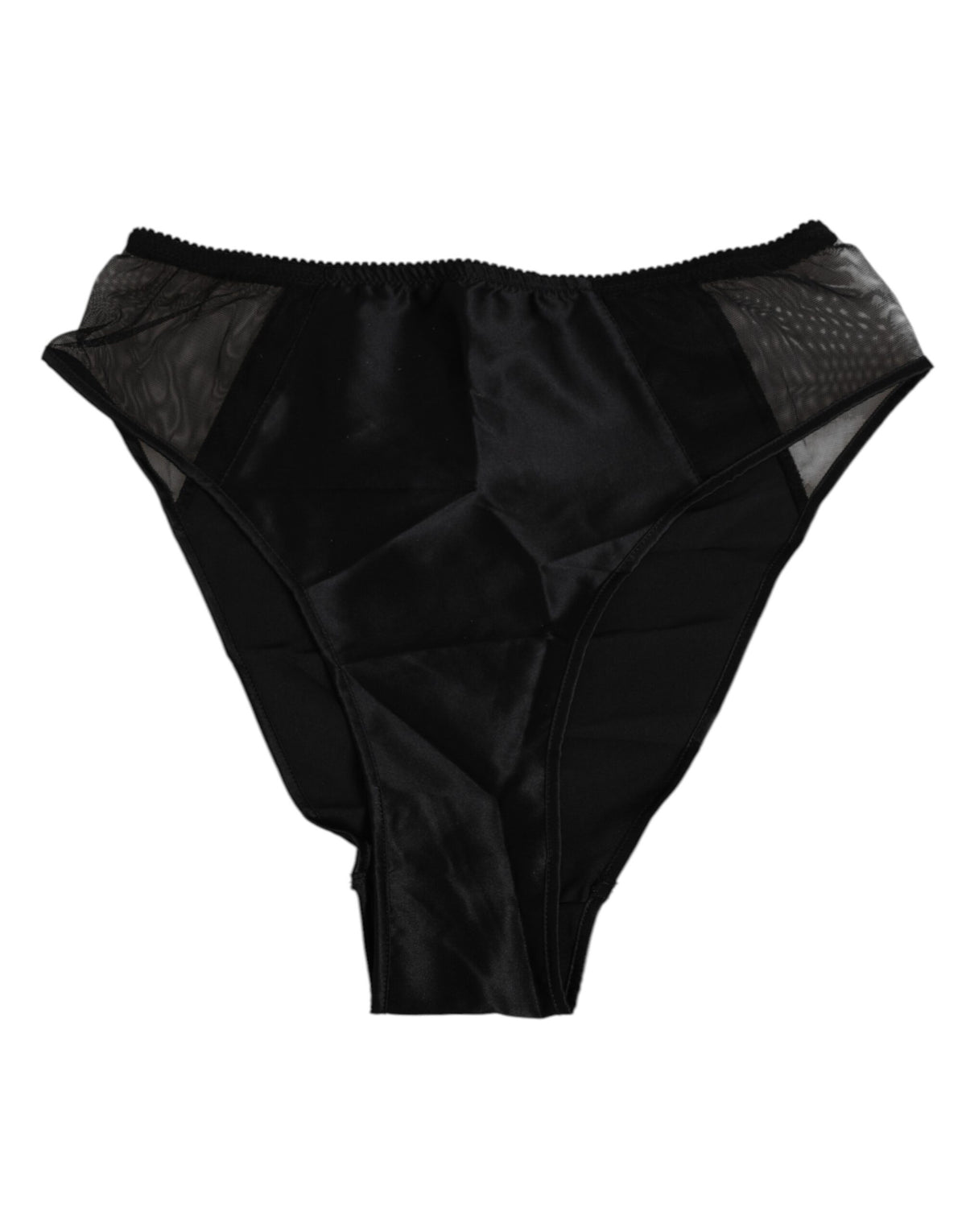 New Dolce & Gabbana Black Silk Stretch High Waist Panty Underwear