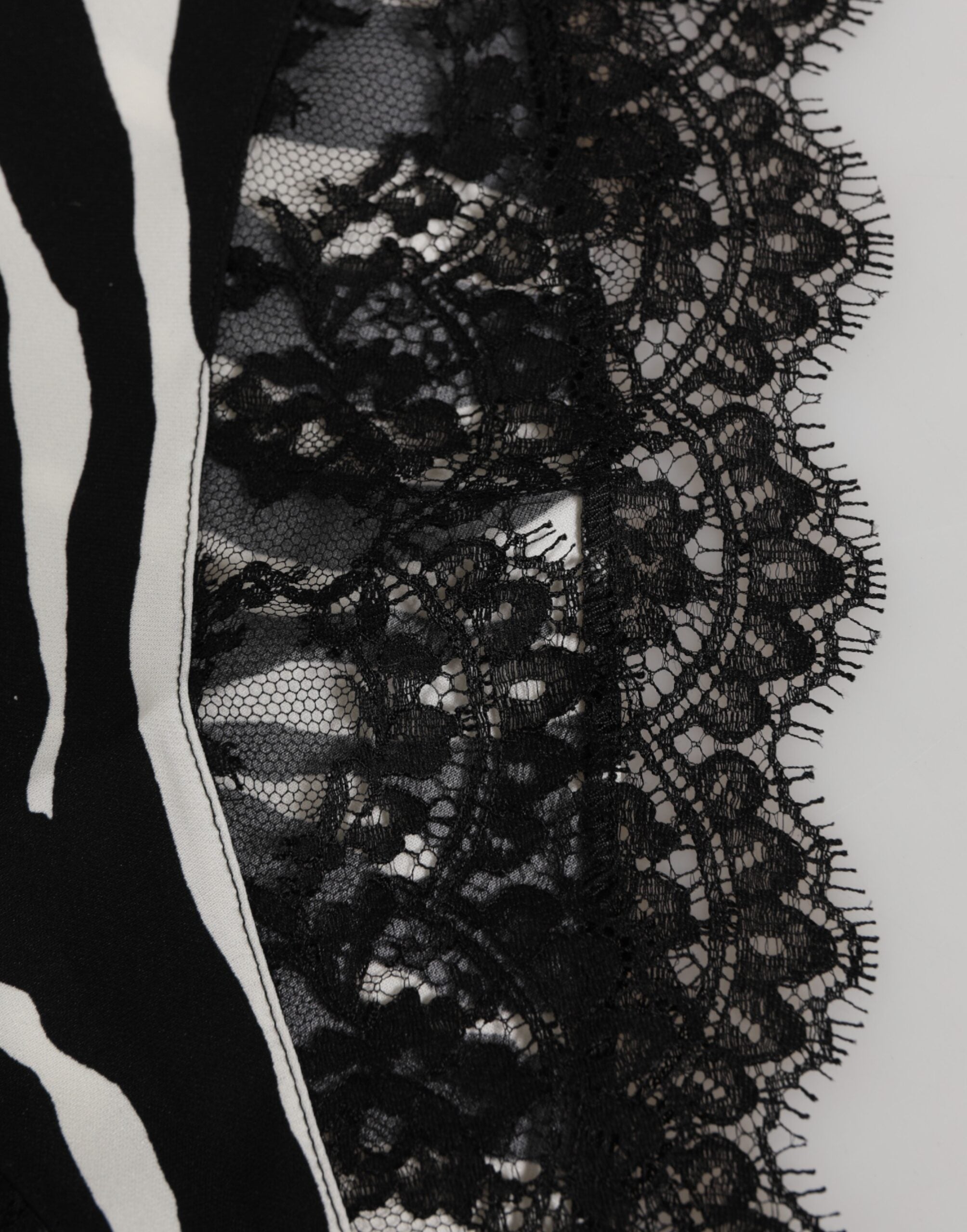 New Dolce & Gabbana Black Silk Zebra Print Lace High Waist Underwear