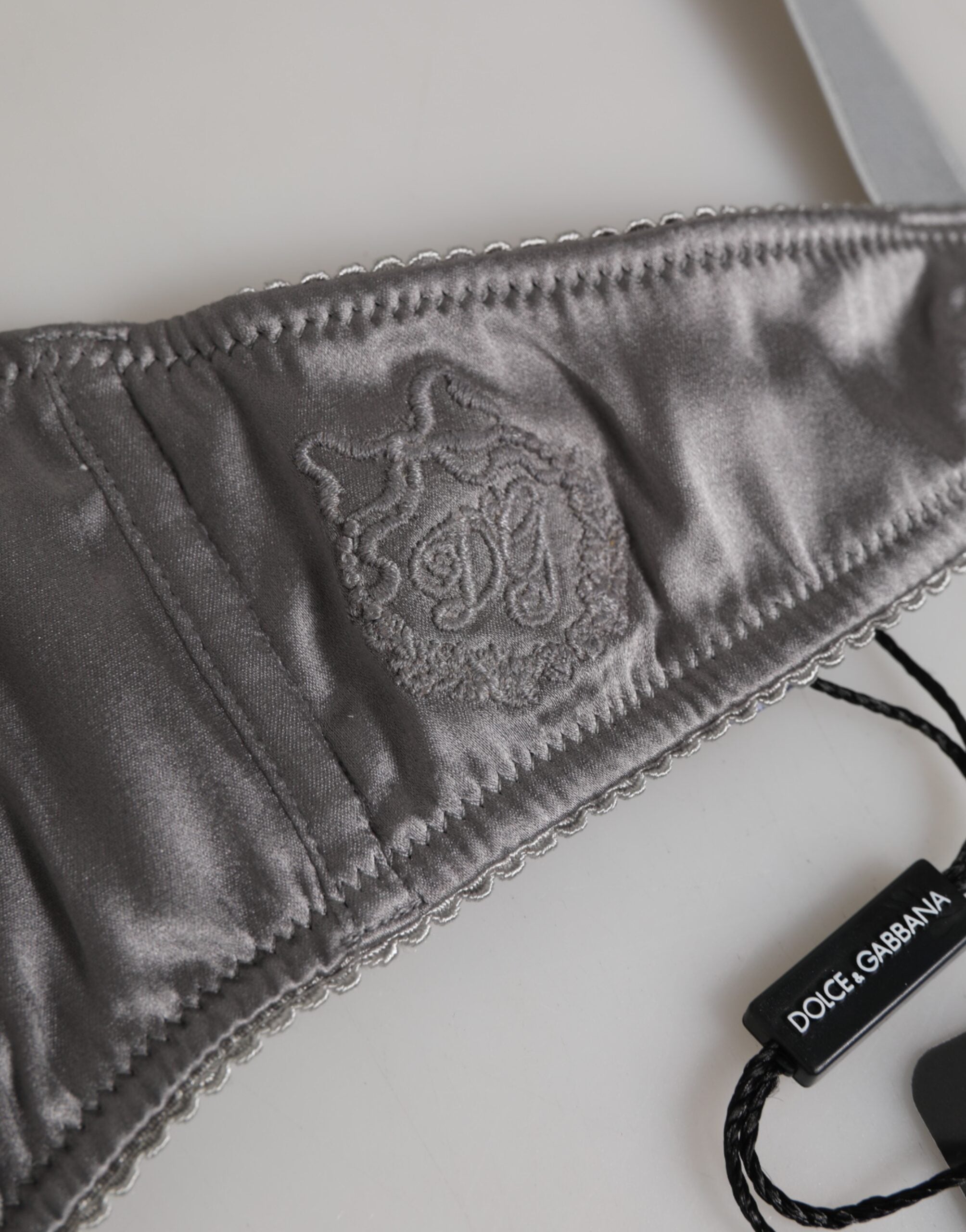New Dolce & Gabbana Gray Silk Underwired Balconette Bra Underwear