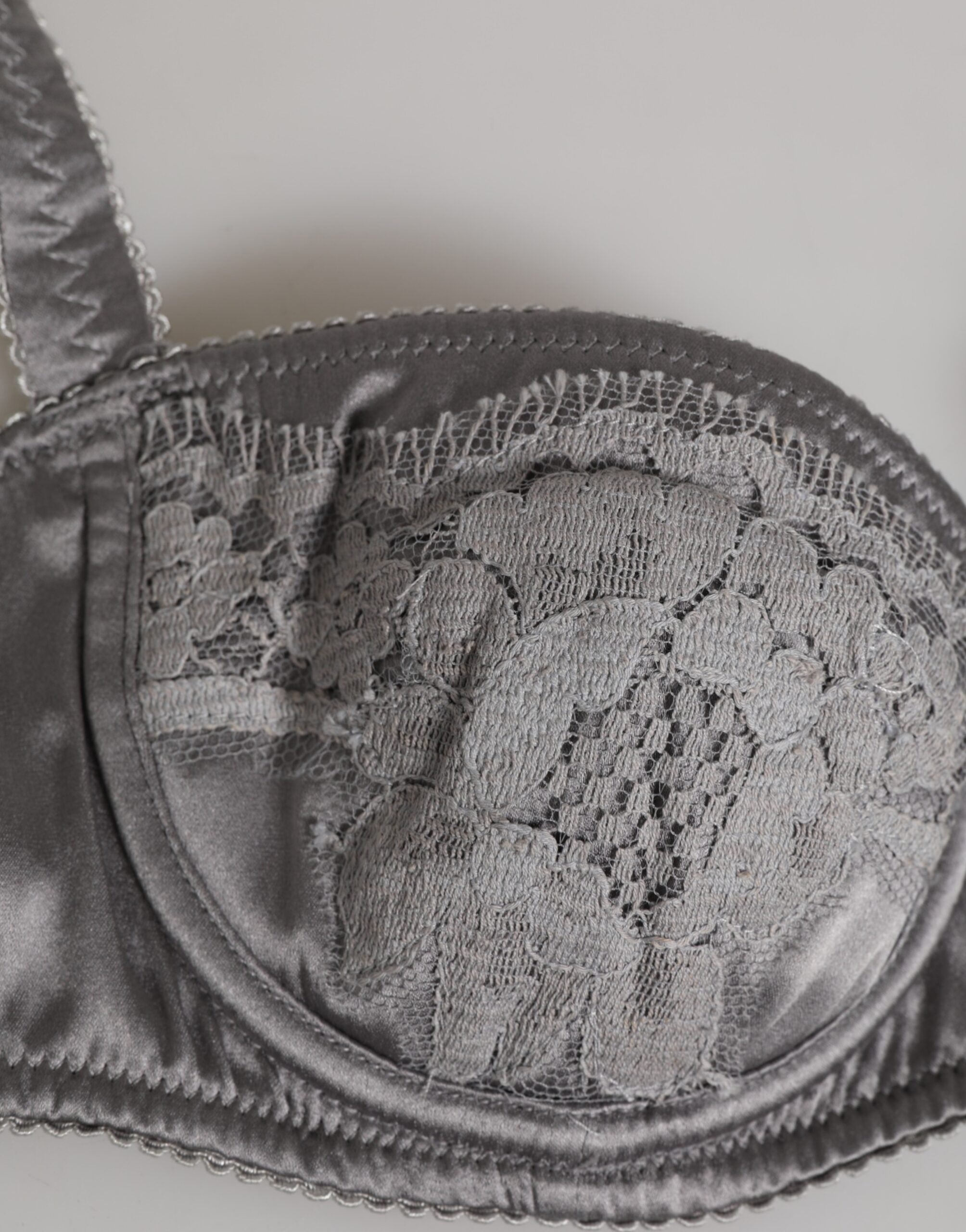 New Dolce & Gabbana Gray Silk Underwired Balconette Bra Underwear