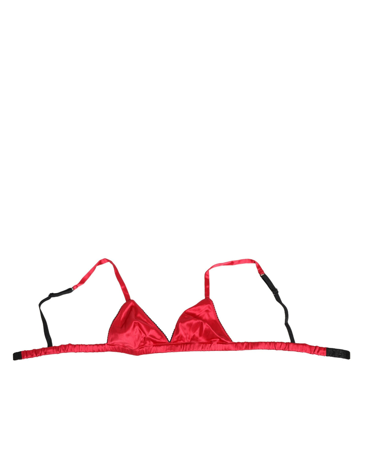 New Dolce & Gabbana Red Silk Satin Triangle Soft Cup Br Underwear