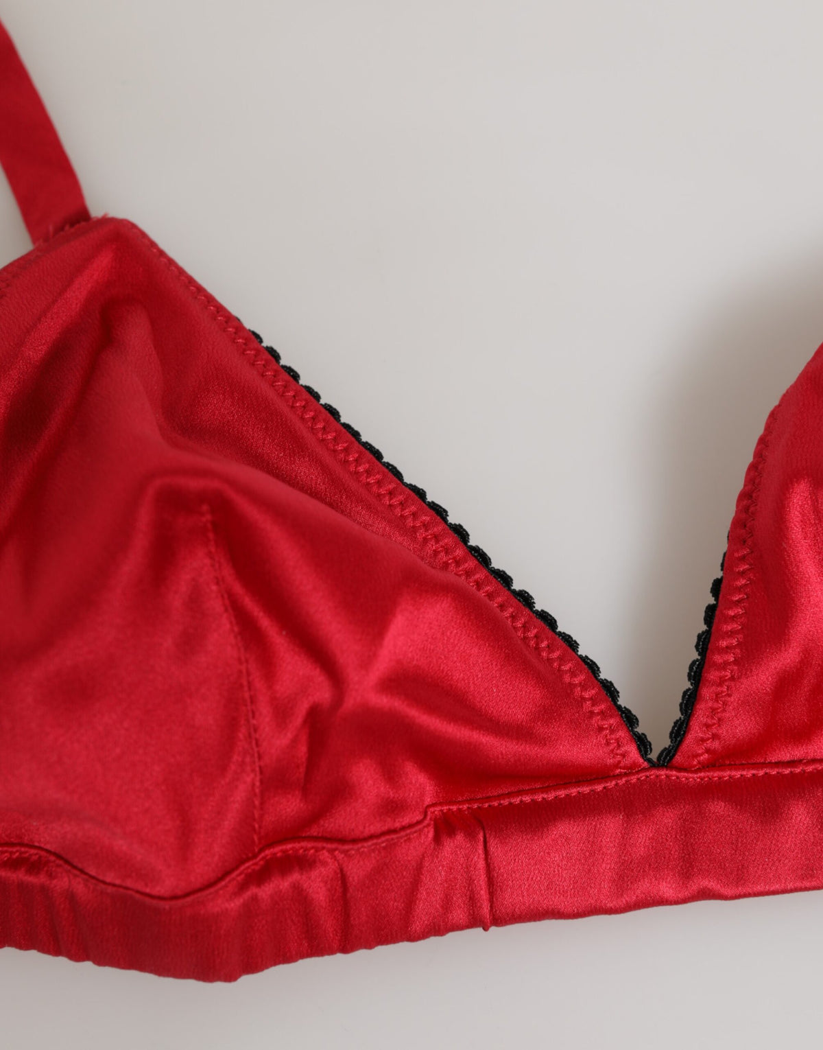 New Dolce & Gabbana Red Silk Satin Triangle Soft Cup Br Underwear