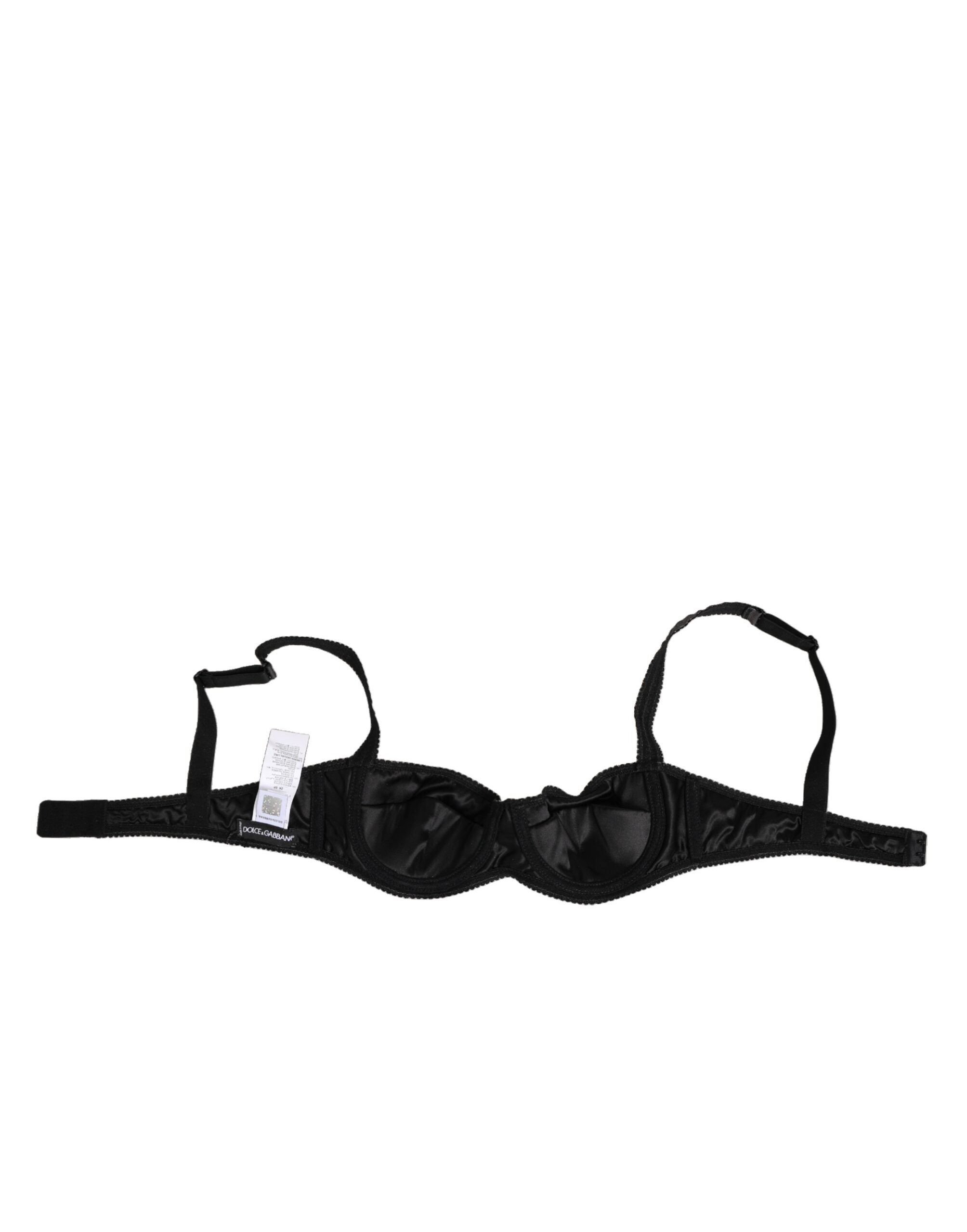 New Dolce & Gabbana Black Stretch Balconette Bra Underwear
