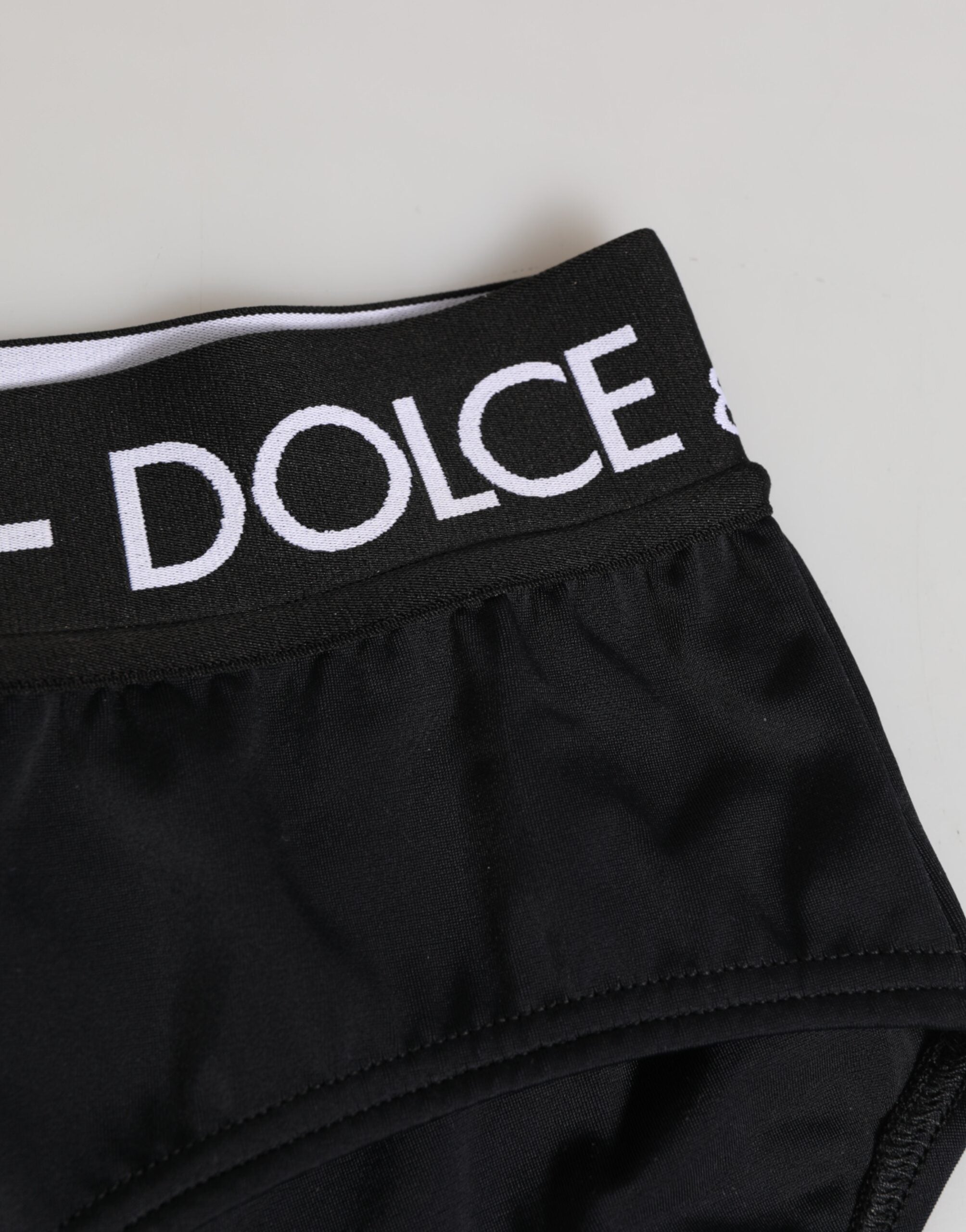 New Dolce & Gabbana Black Nylon Logo Waistband Shorts Underwear
