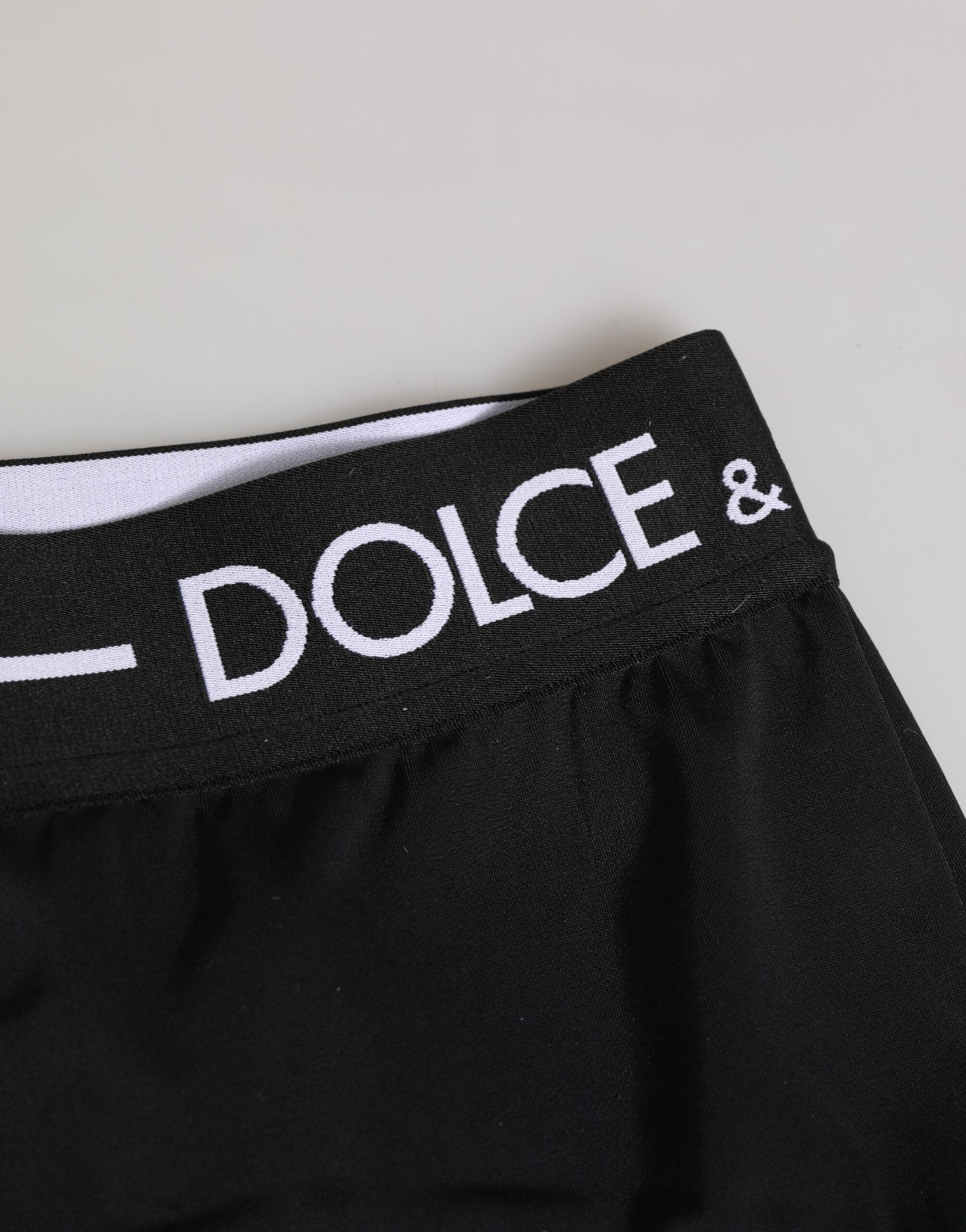 New Dolce & Gabbana Black Nylon Logo Waistband Shorts Underwear