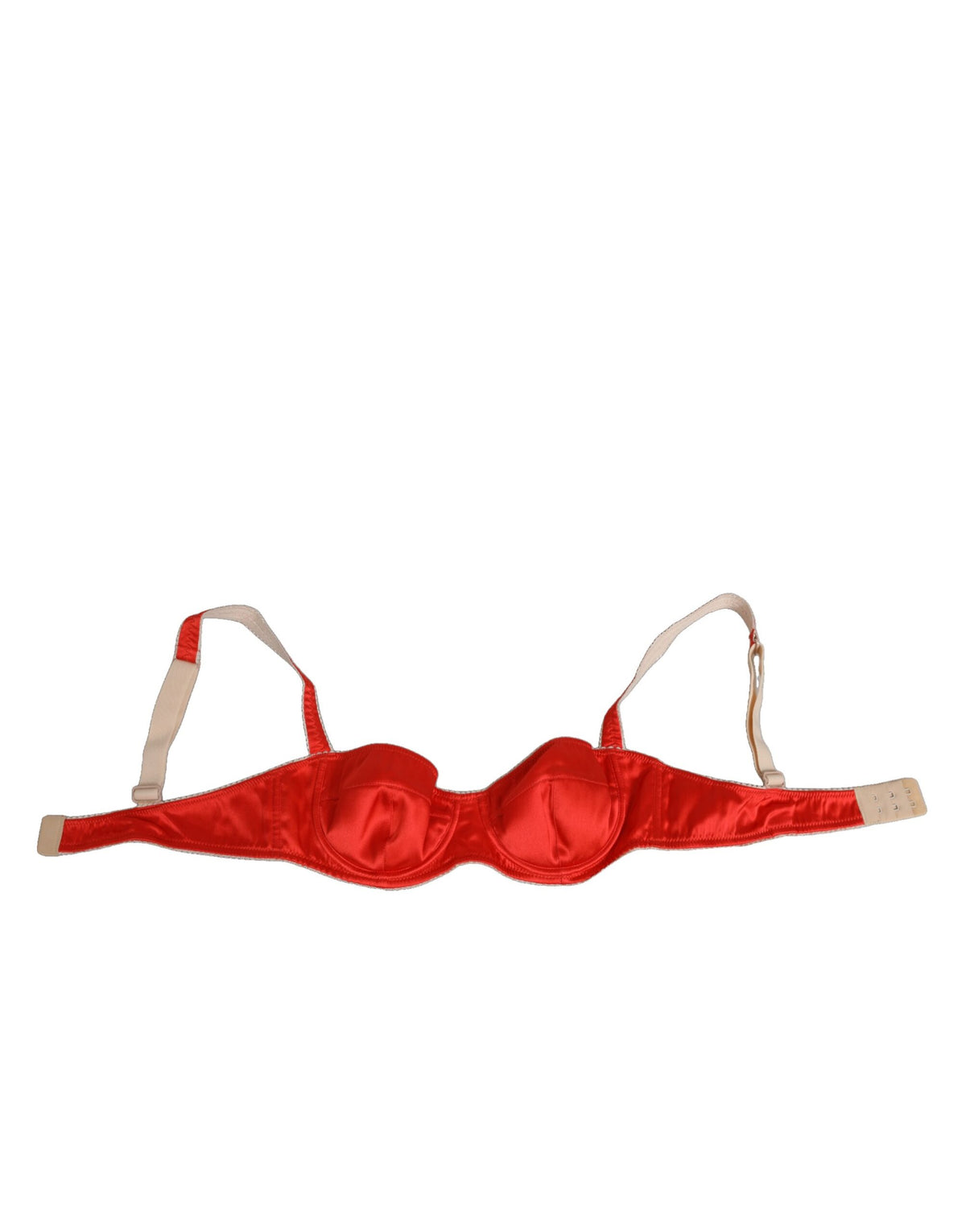 New Dolce & Gabbana Red Silk Satin Underwire Bra Semi-Pad Underwear